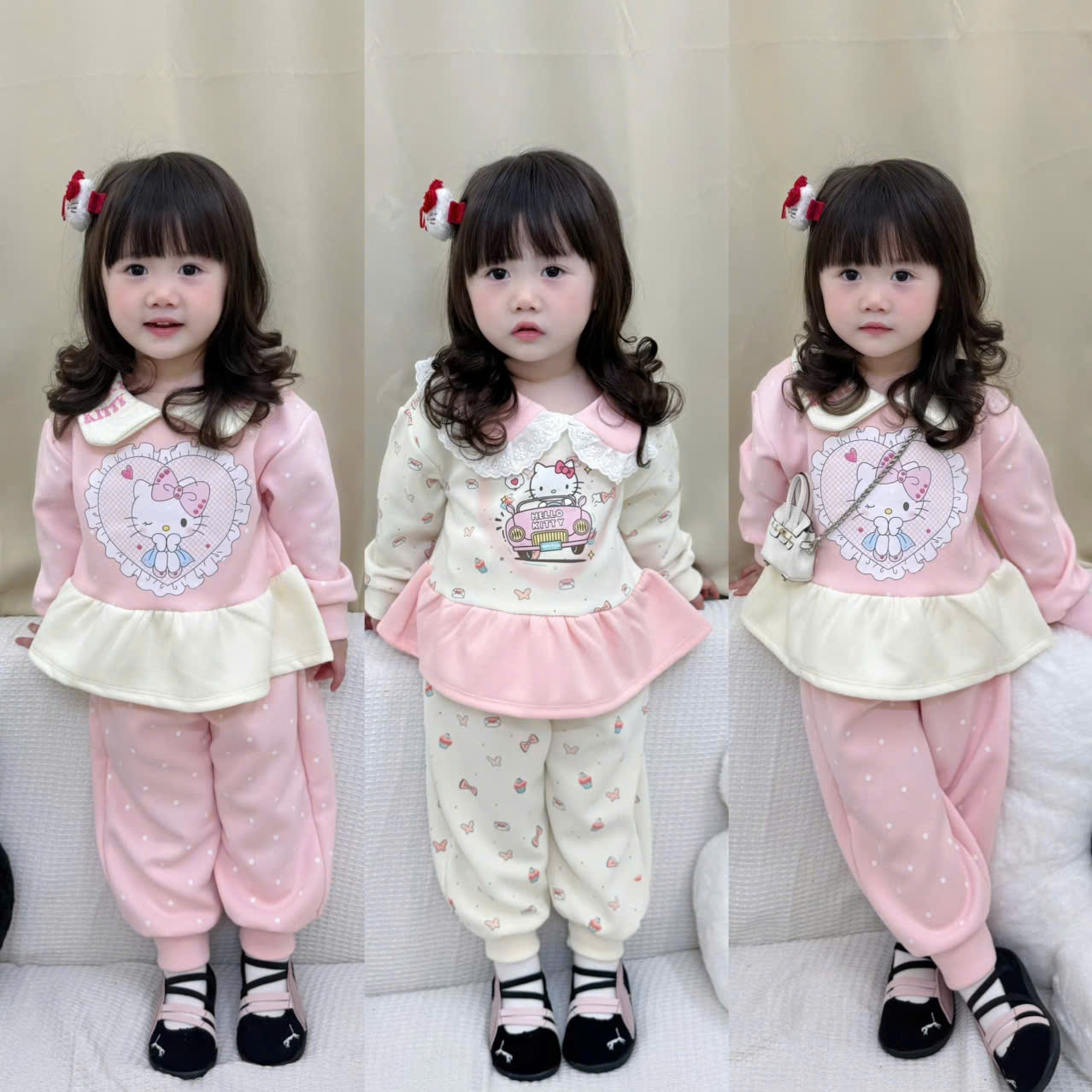 C94# BỘ NỈ 2 DA HELLO KITTY XOÈ CHO BÉ(X)
