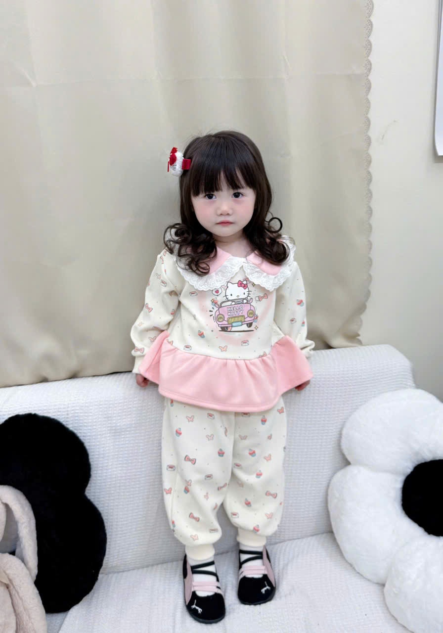 C94# BỘ NỈ 2 DA HELLO KITTY XOÈ CHO BÉ(X)