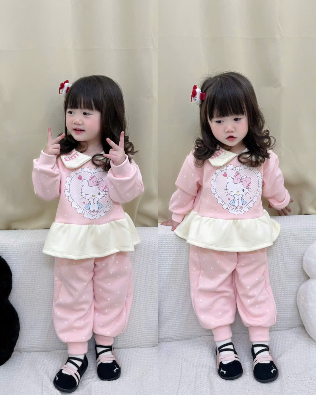 C94# BỘ NỈ 2 DA HELLO KITTY XOÈ CHO BÉ(X)