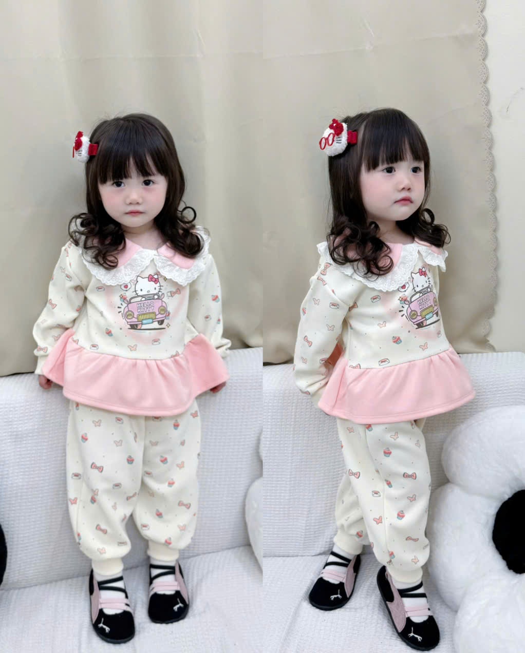 C94# BỘ NỈ 2 DA HELLO KITTY XOÈ CHO BÉ(X)
