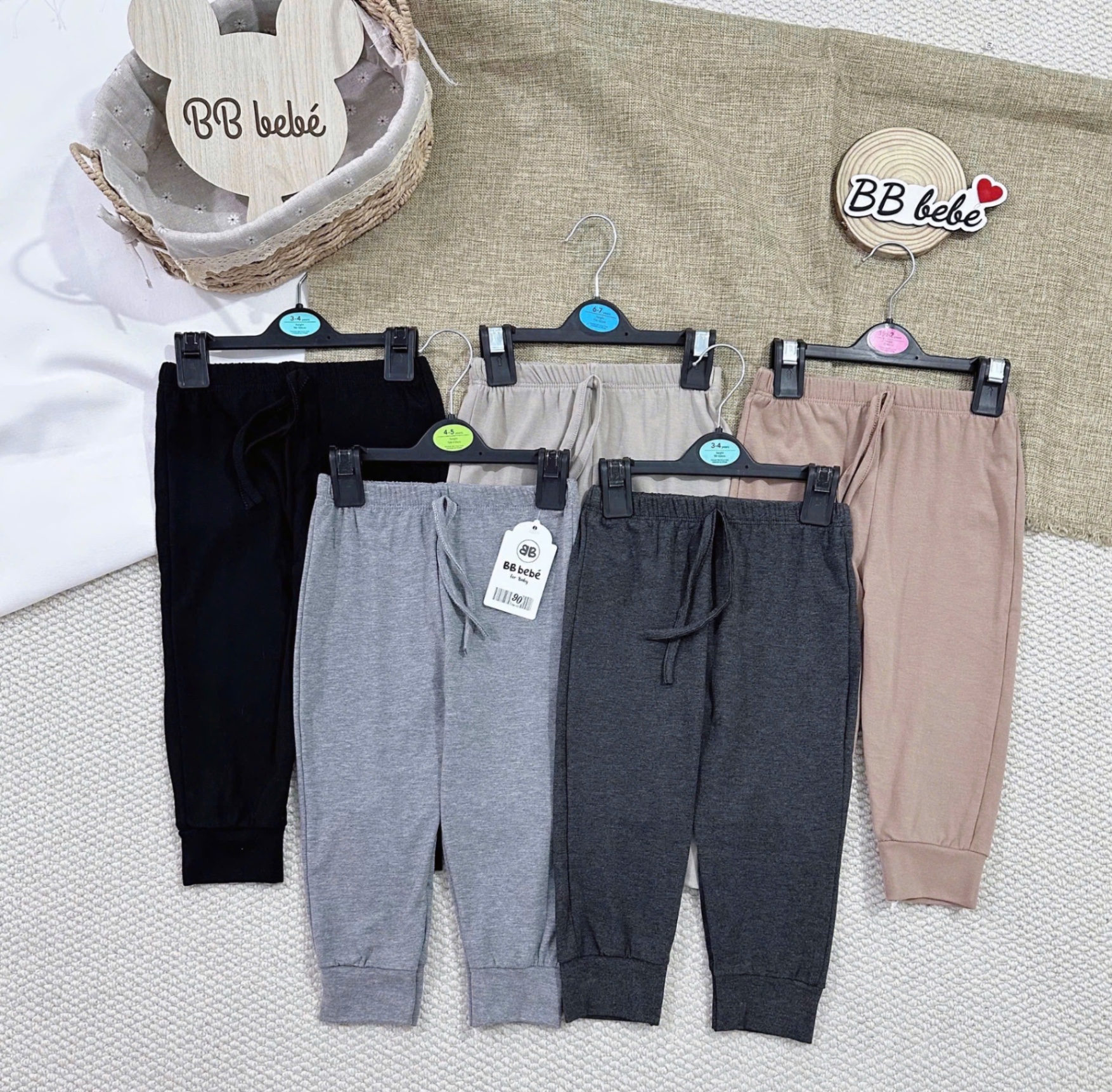 QZ02 set 5 quần zip tone nâu cho bé(X)