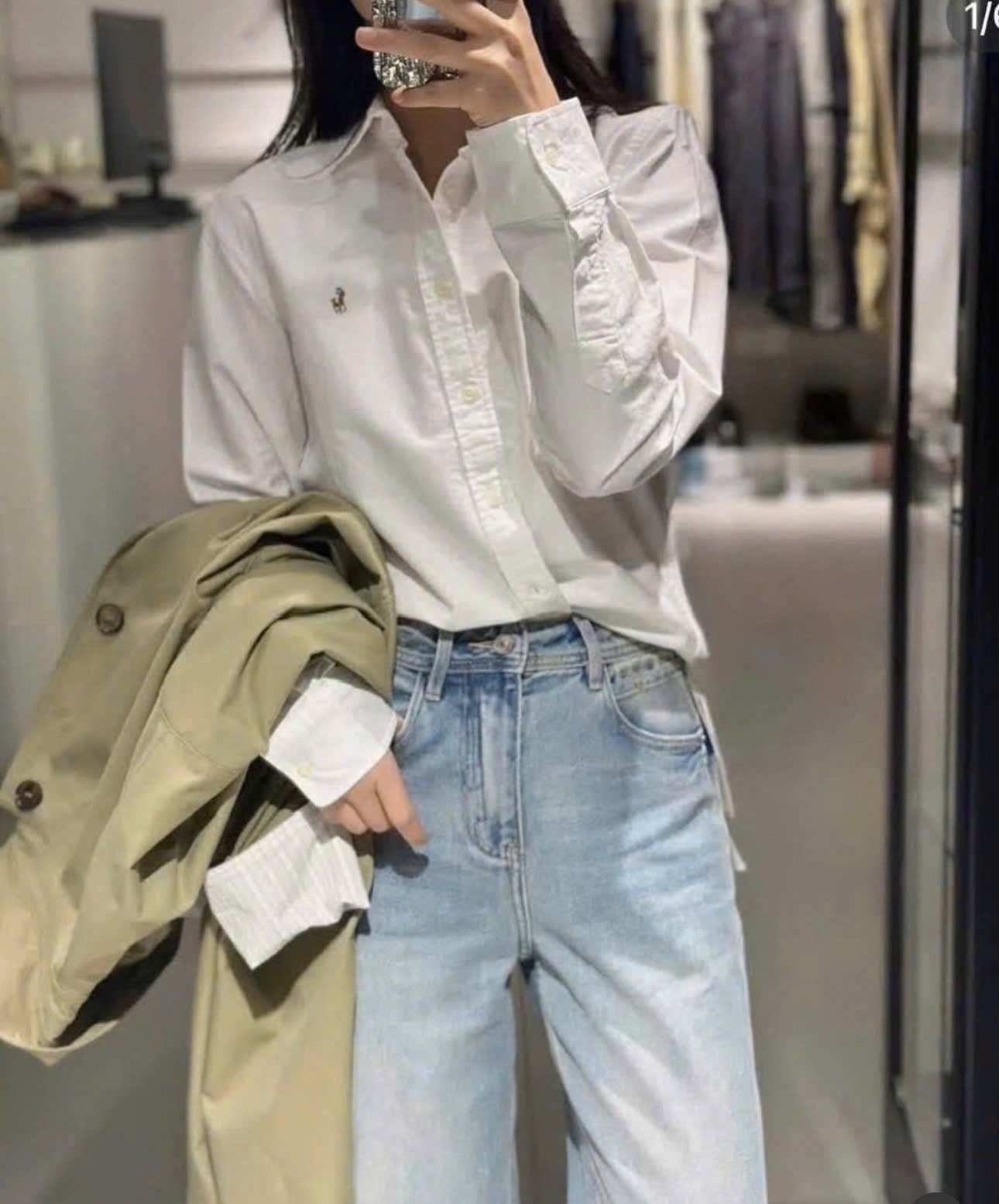 Z59# ÁO SƠ MI TRẮNG THÊU NGỰA CHO NỮ
