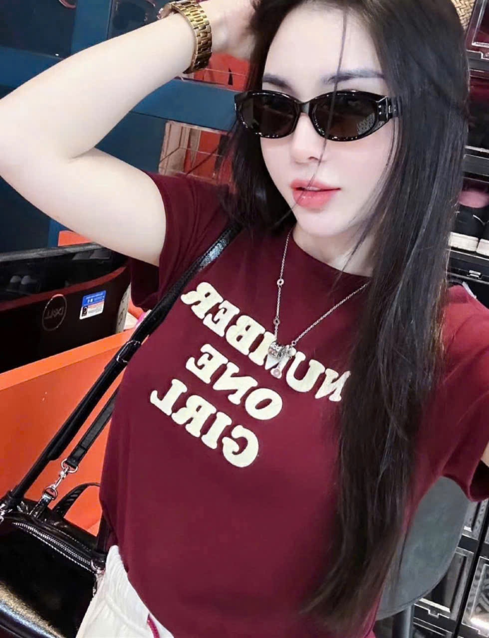 K02# ÁO PHÔNG IN CHỮ 2 MÀU ĐỎ ĐEN CHO NỮ