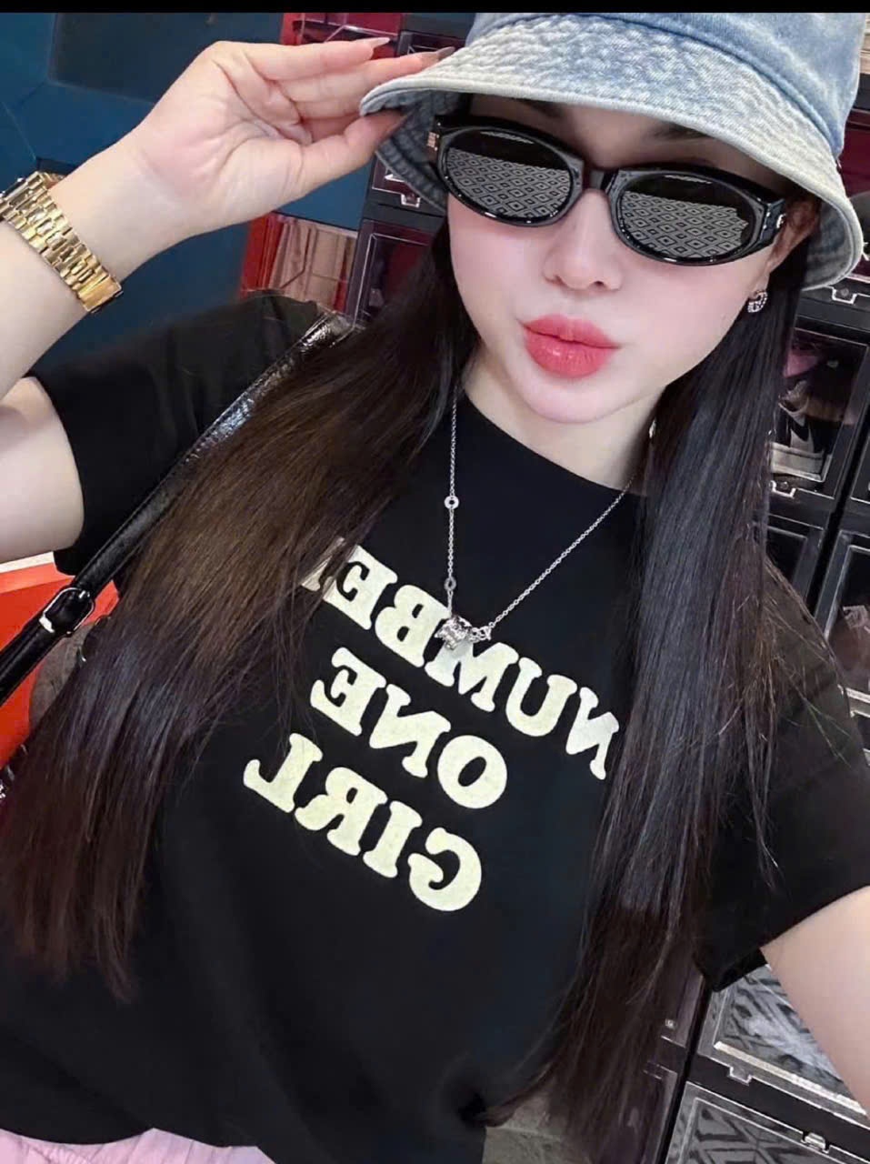 K02# ÁO PHÔNG IN CHỮ 2 MÀU ĐỎ ĐEN CHO NỮ