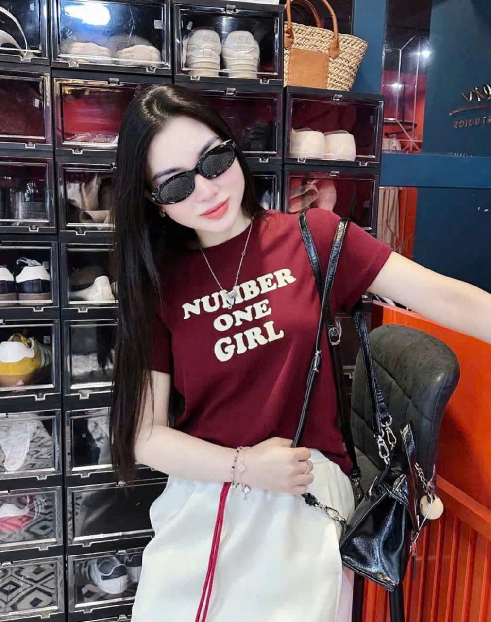 K02# ÁO PHÔNG IN CHỮ 2 MÀU ĐỎ ĐEN CHO NỮ