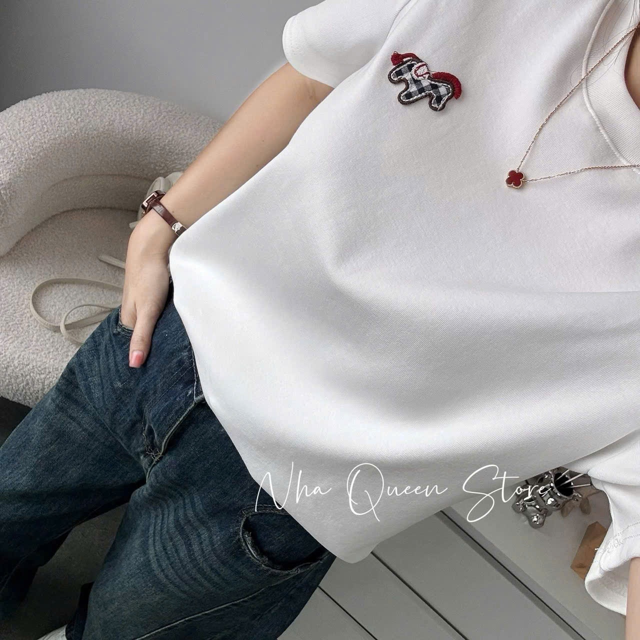 K03# ÁO PHÔNG THÊU NGỰA 3 MÀU CHO NỮ