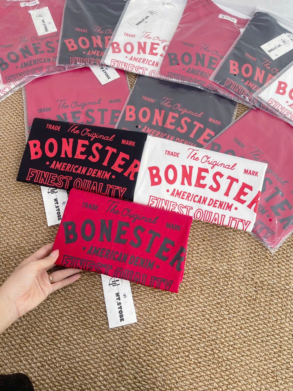 AP68 ÁO PHÔNG CHỮ 3 MÀU BONESTER