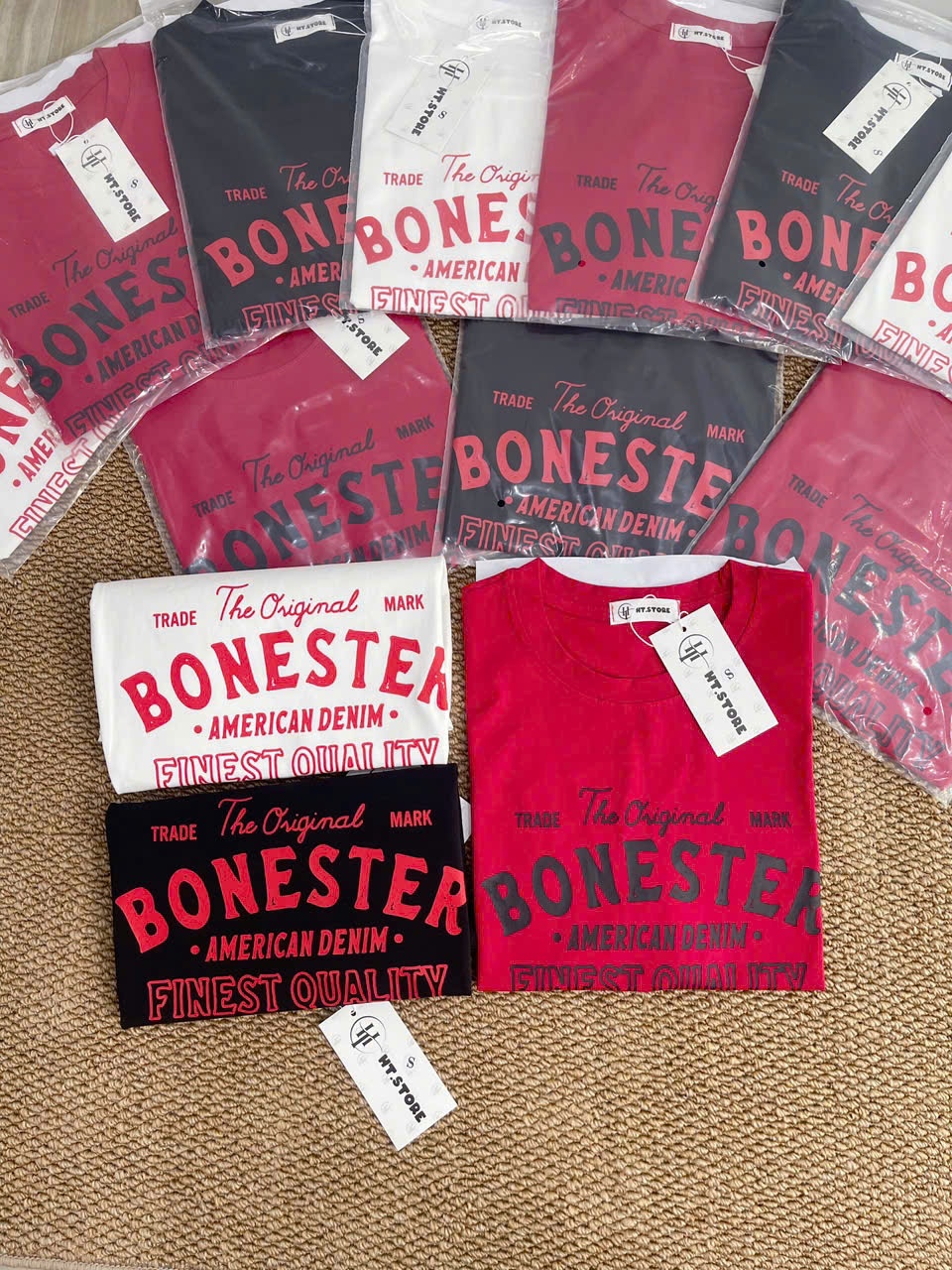 AP68 ÁO PHÔNG CHỮ 3 MÀU BONESTER