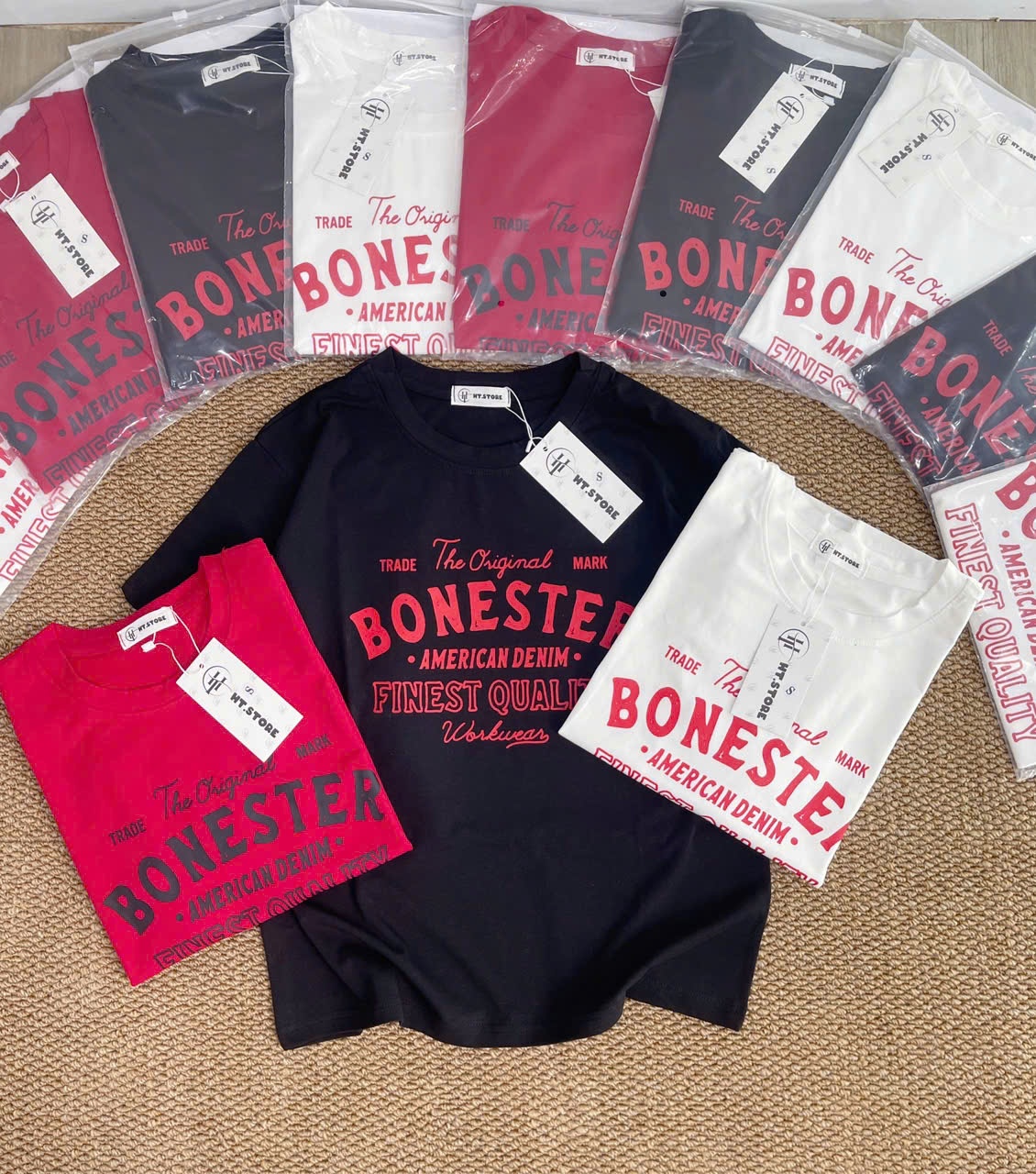 AP68 ÁO PHÔNG CHỮ 3 MÀU BONESTER