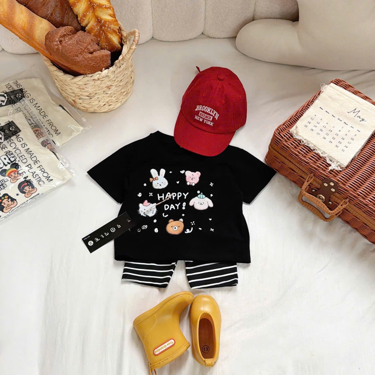 CV-K11# SET 2 BỘ ÁO HÌNH KUTE QUẦN LEGGING CHO BÉ