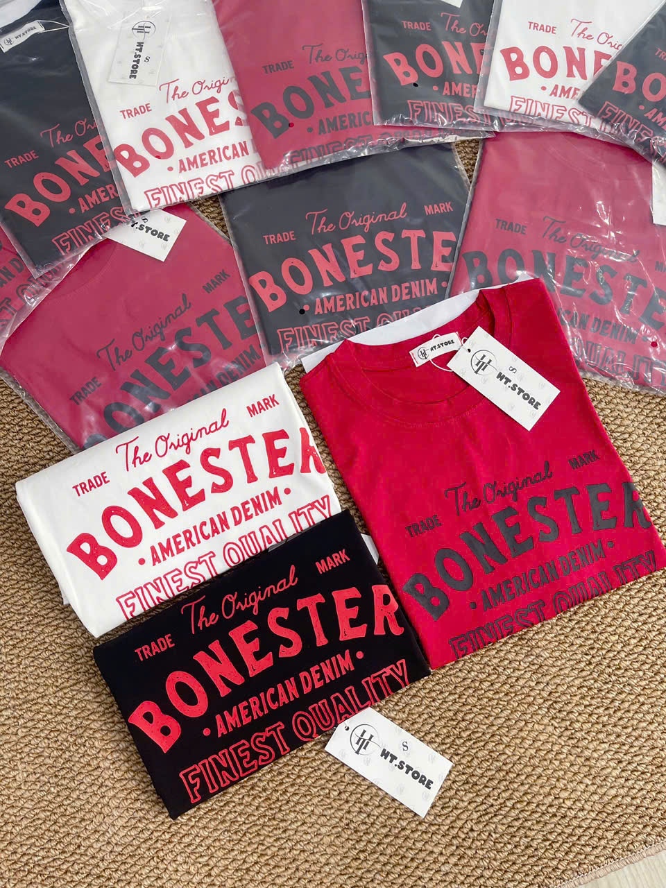 AP68 ÁO PHÔNG CHỮ 3 MÀU BONESTER