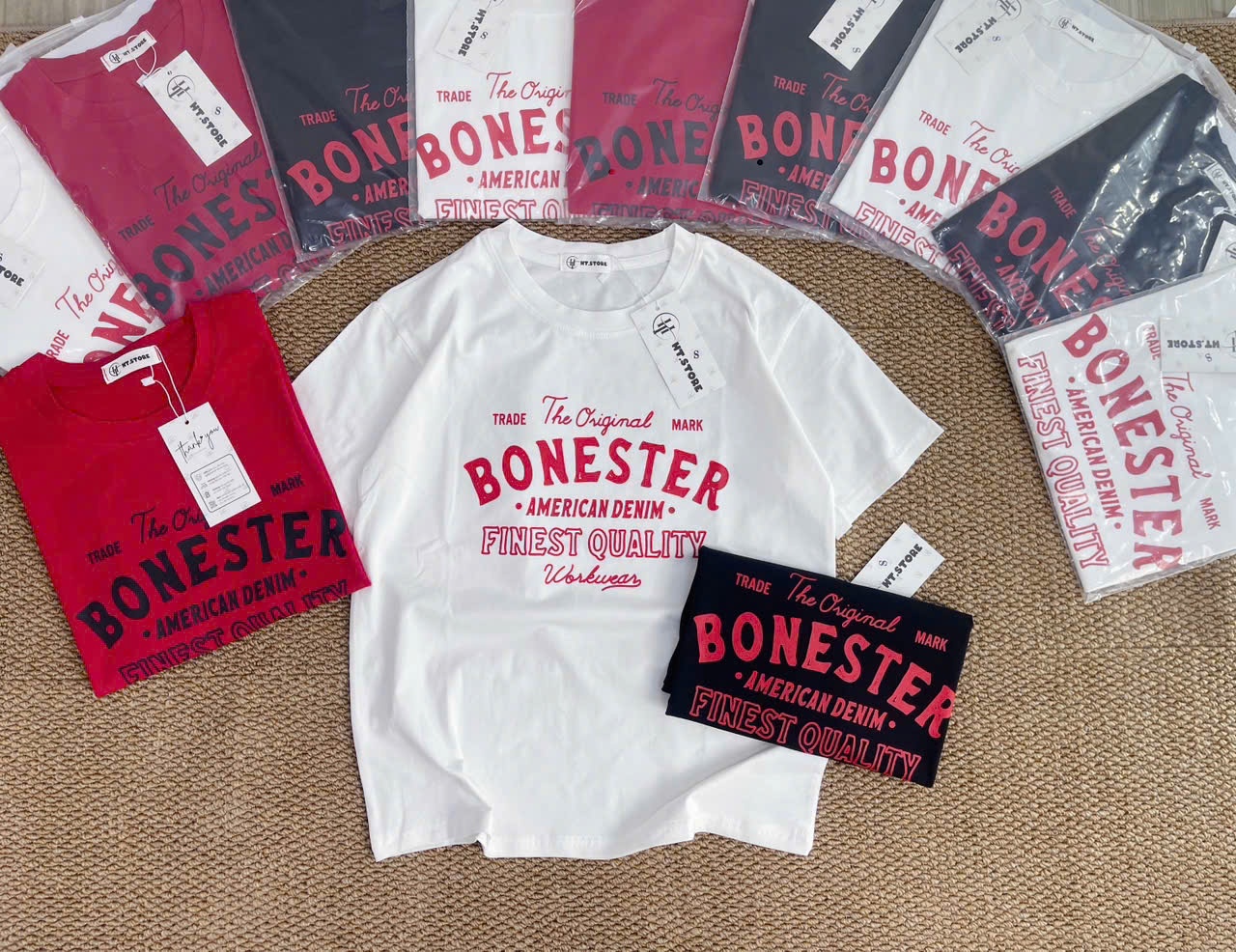 AP68 ÁO PHÔNG CHỮ 3 MÀU BONESTER