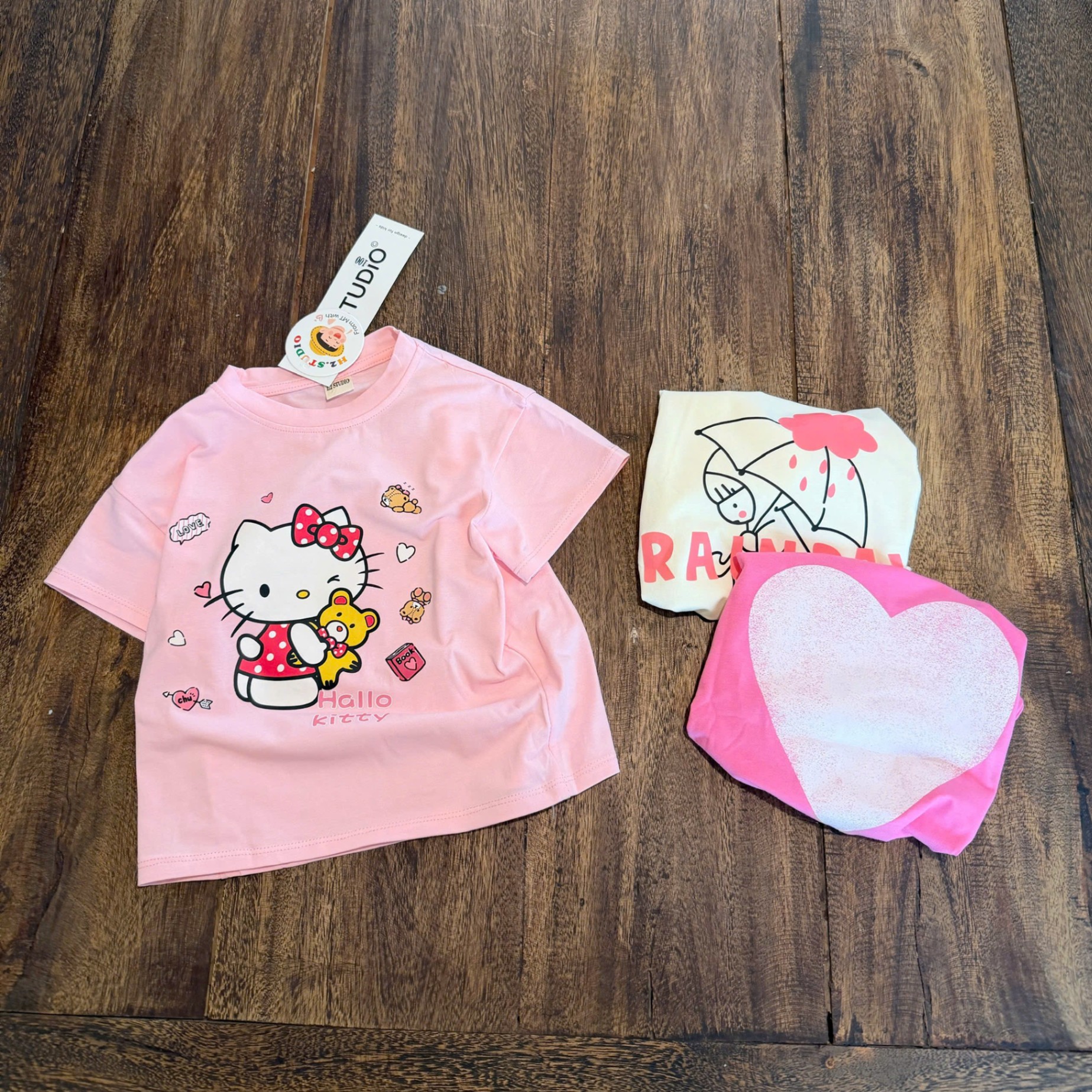 K50# SET 3 ÁO PHÔNG KITTY TIM CHO BÉ