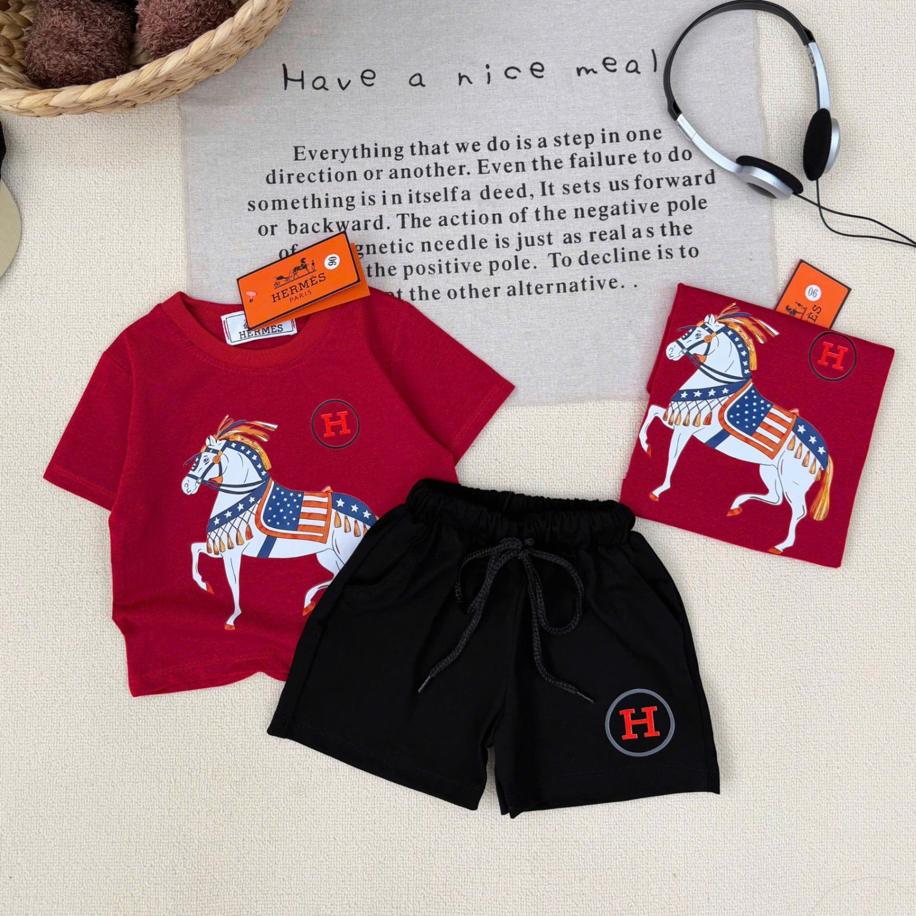 K55# SET ĐỎ HÌNH NGỰA CHO BÉ
