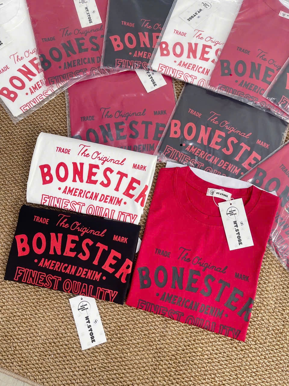 AP68 ÁO PHÔNG CHỮ 3 MÀU BONESTER