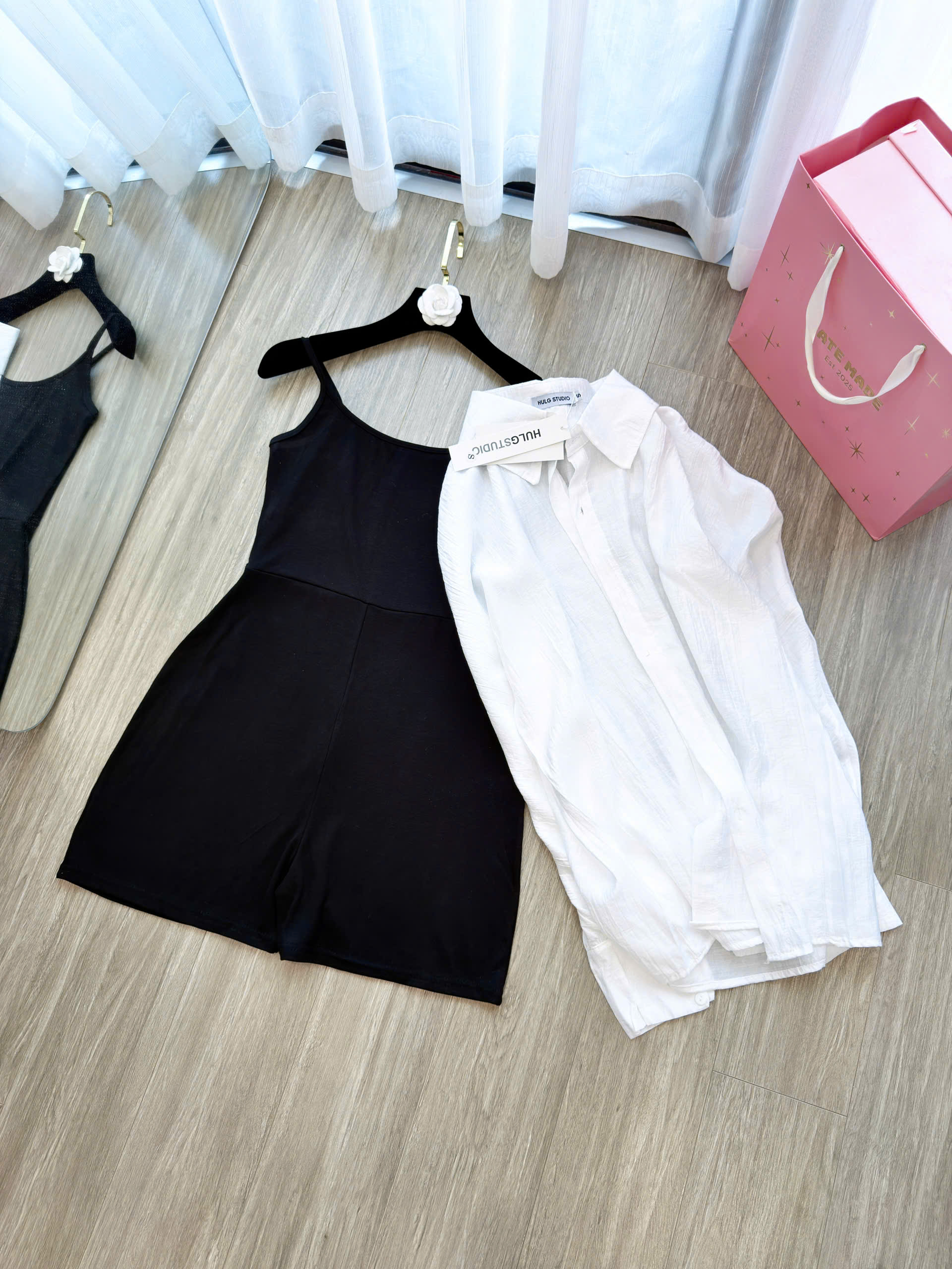 CV- AL16 SET JUM ĐEN KÈM SƠ MI CHO NỮ