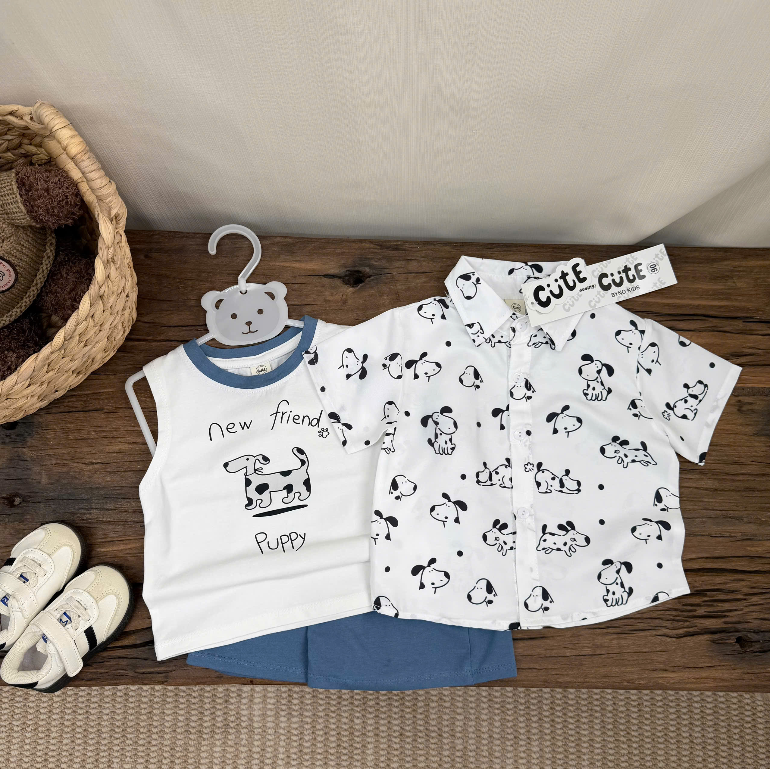 CV- BG55 SET 3 CT ÁO SÁT NÁCH TRẮNG CÚN PUPPY