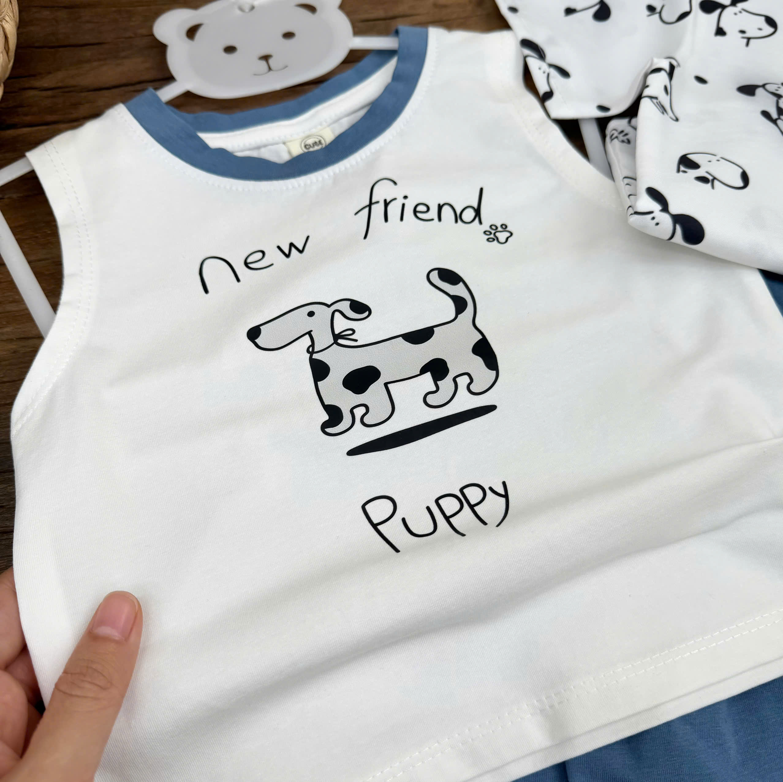 CV- BG55 SET 3 CT ÁO SÁT NÁCH TRẮNG CÚN PUPPY