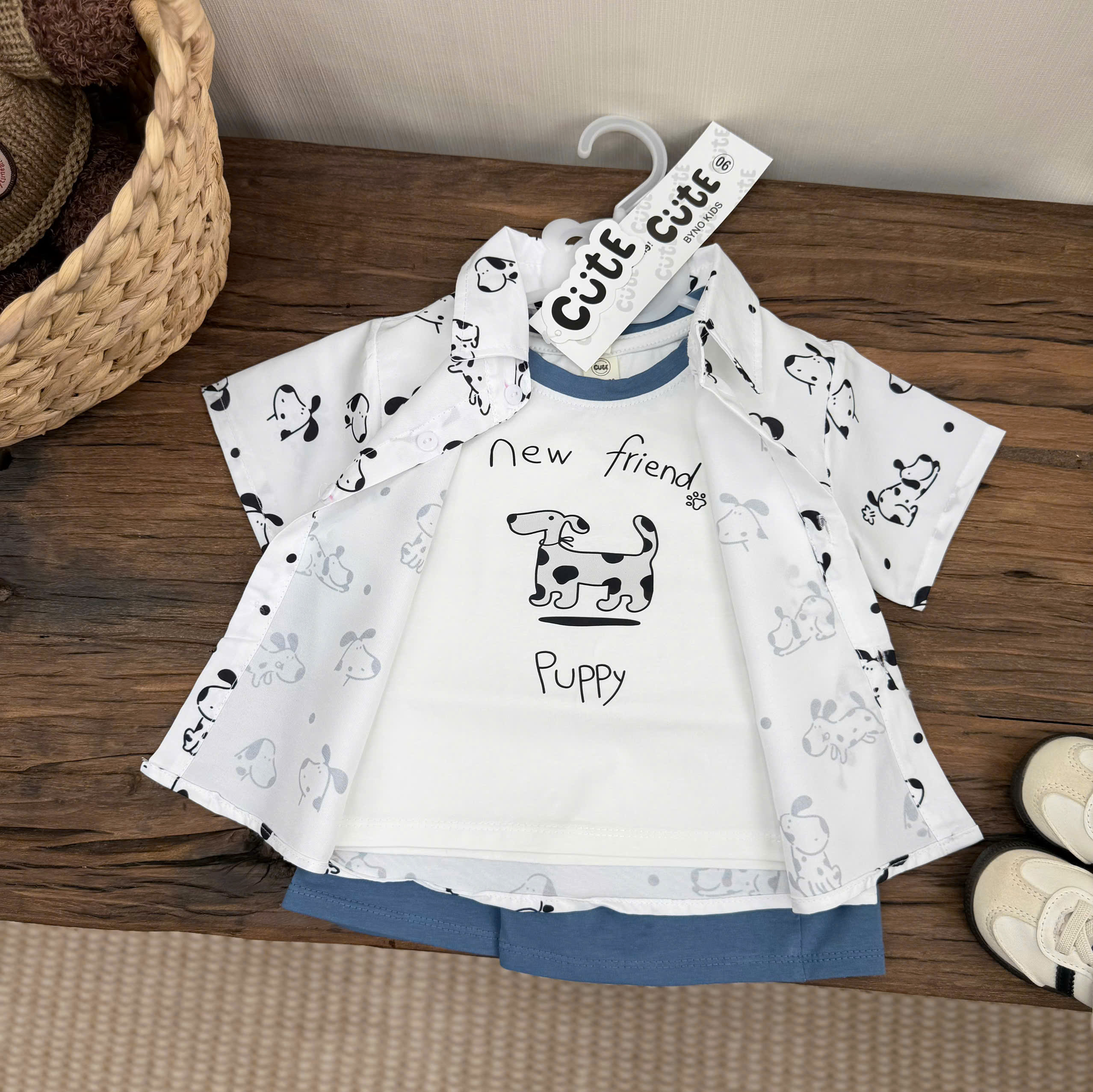 CV- BG55 SET 3 CT ÁO SÁT NÁCH TRẮNG CÚN PUPPY