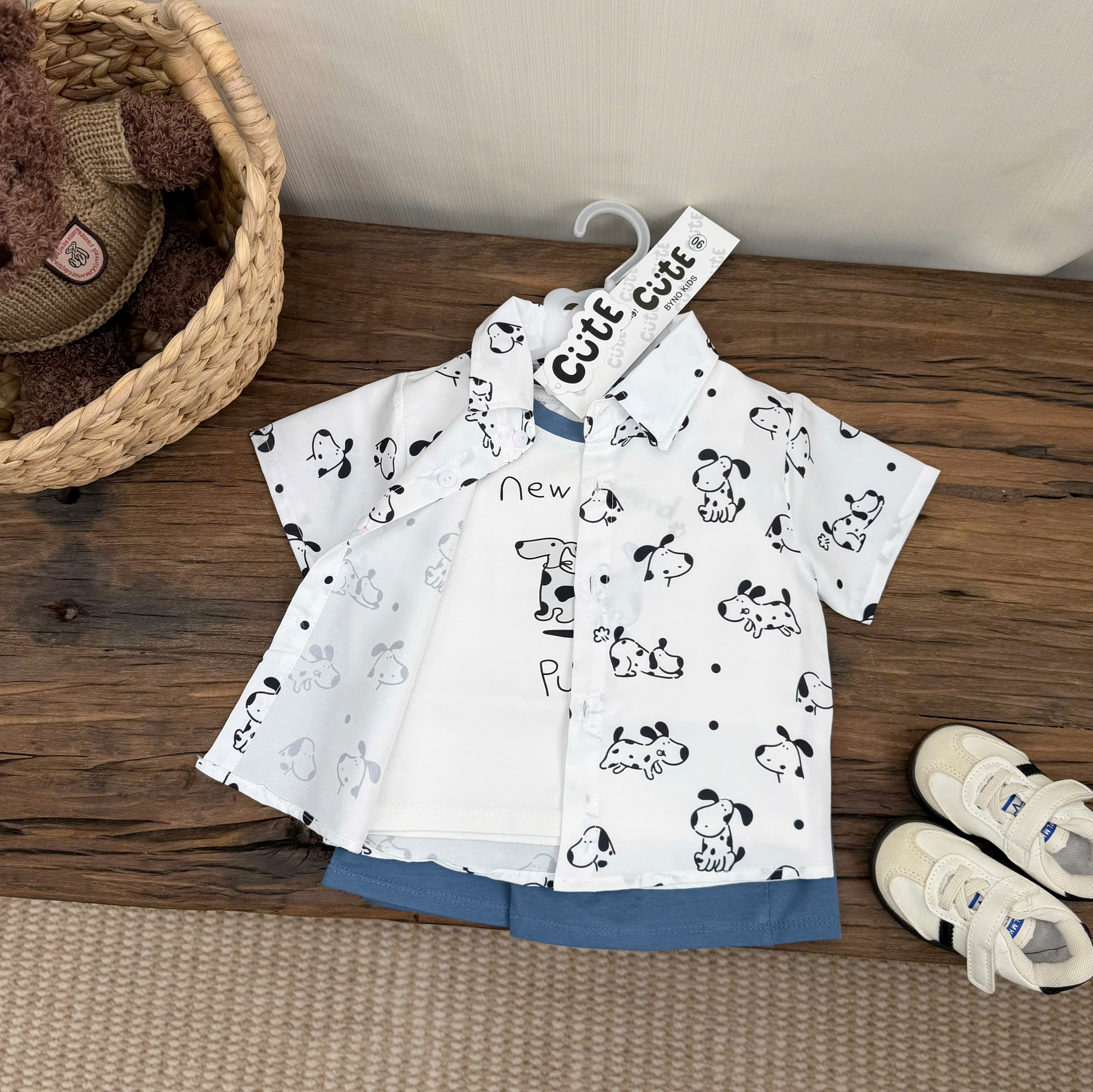 CV- BG55 SET 3 CT ÁO SÁT NÁCH TRẮNG CÚN PUPPY