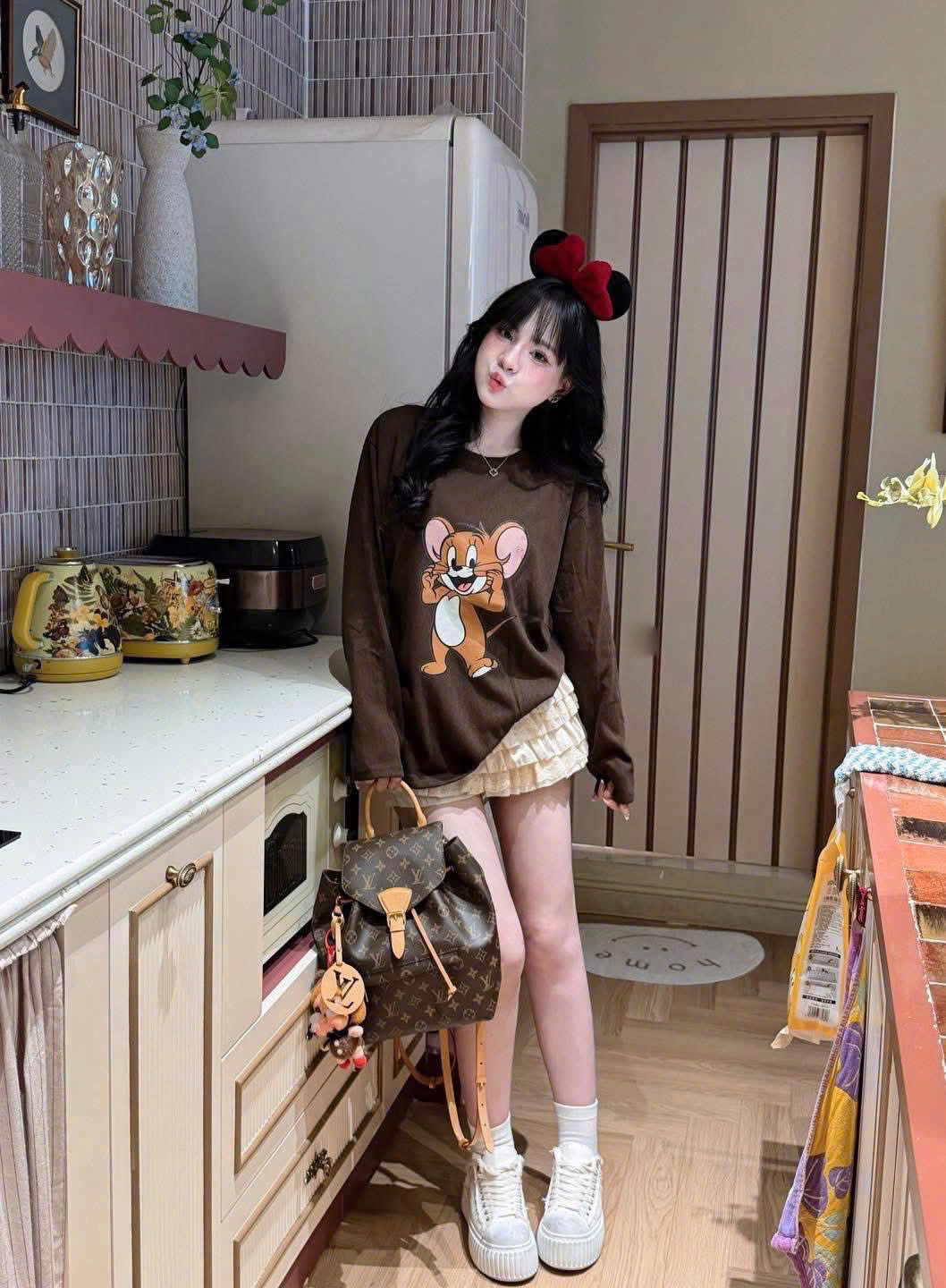 CV-HT112# ÁO PHÔNG GIÂY CHERRY CHẤT MỊN CHO NỮ