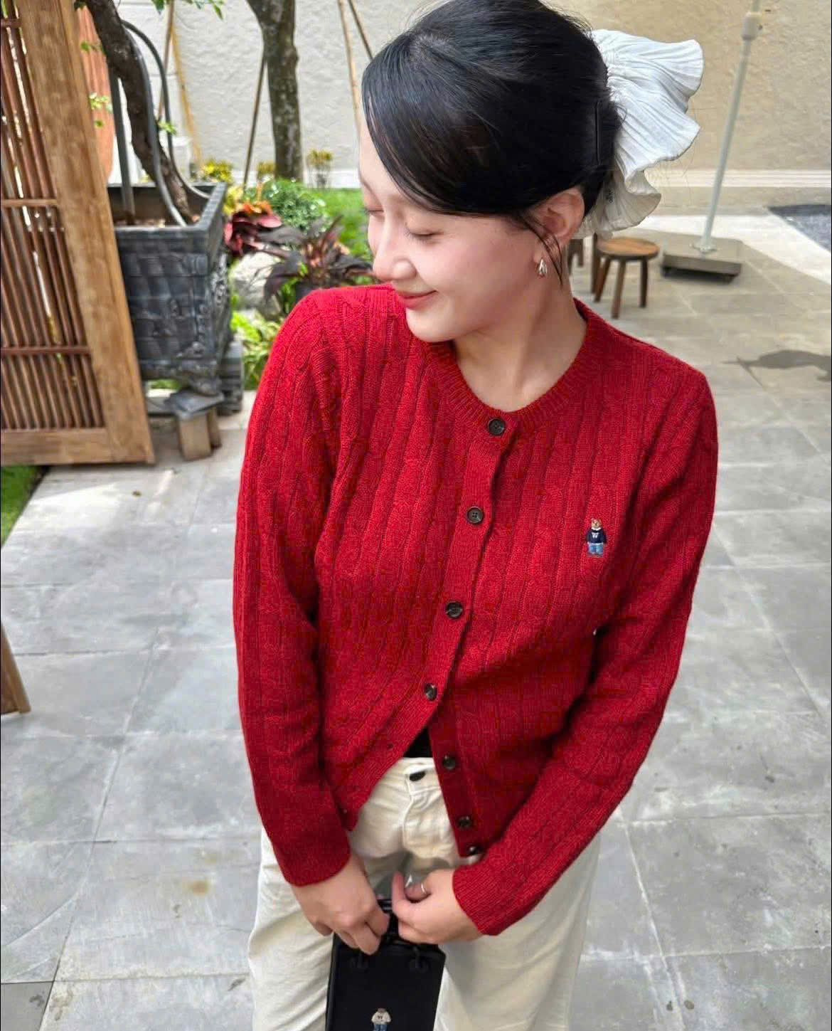CV-HT115# CDG ĐỎ VẶN THỪNG THÊU GẤU