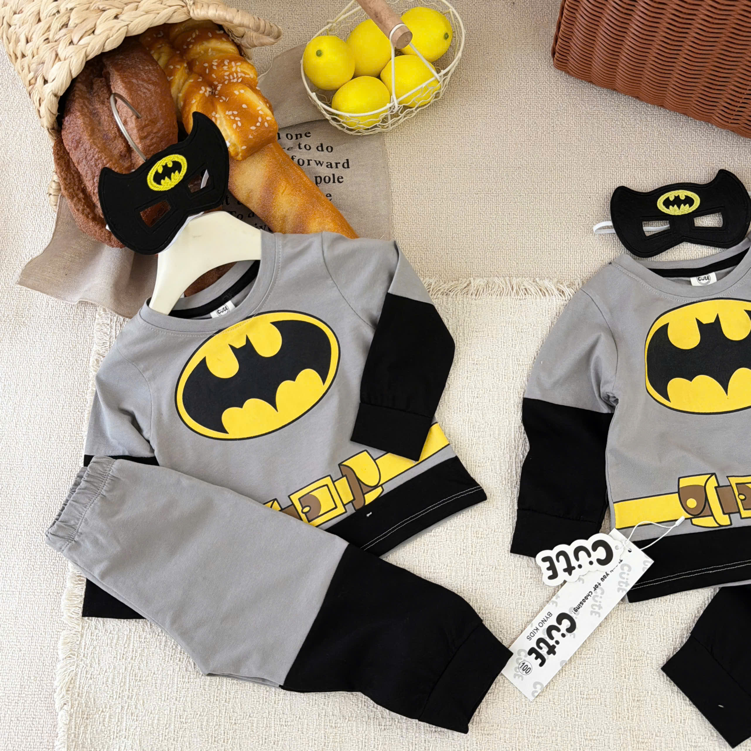 CV-HT123# SET BỘ DÀI TAY 4CT BATMAN NGƯỜI RƠI MẶT NẠ + CHOÀNG CHO BÉ TRAI
