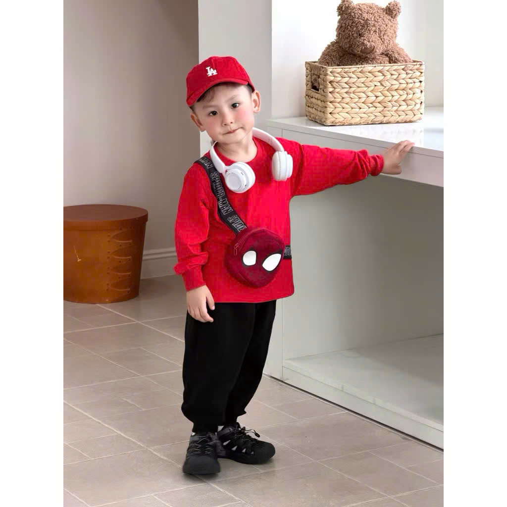 CV-HT144# SET BỘ COTTON ĐỎ CÓ TÚI HÌNH NHỆN