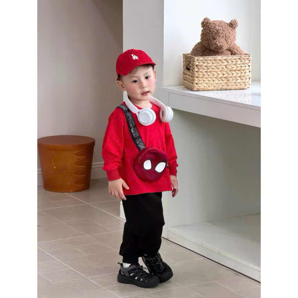 CV-HT144# SET BỘ COTTON ĐỎ CÓ TÚI HÌNH NHỆN
