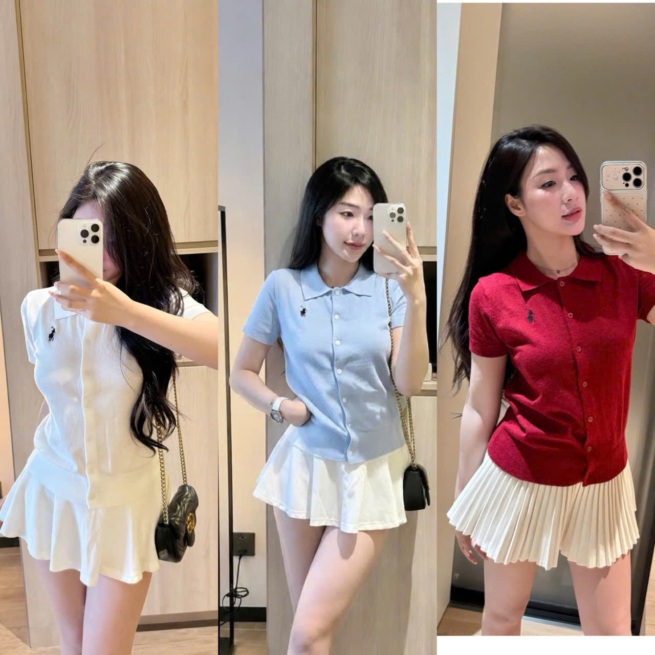CV-HT152# ÁO POLO CỌC TAY THÊU NGỰA 2 MÀU CHO NỮ