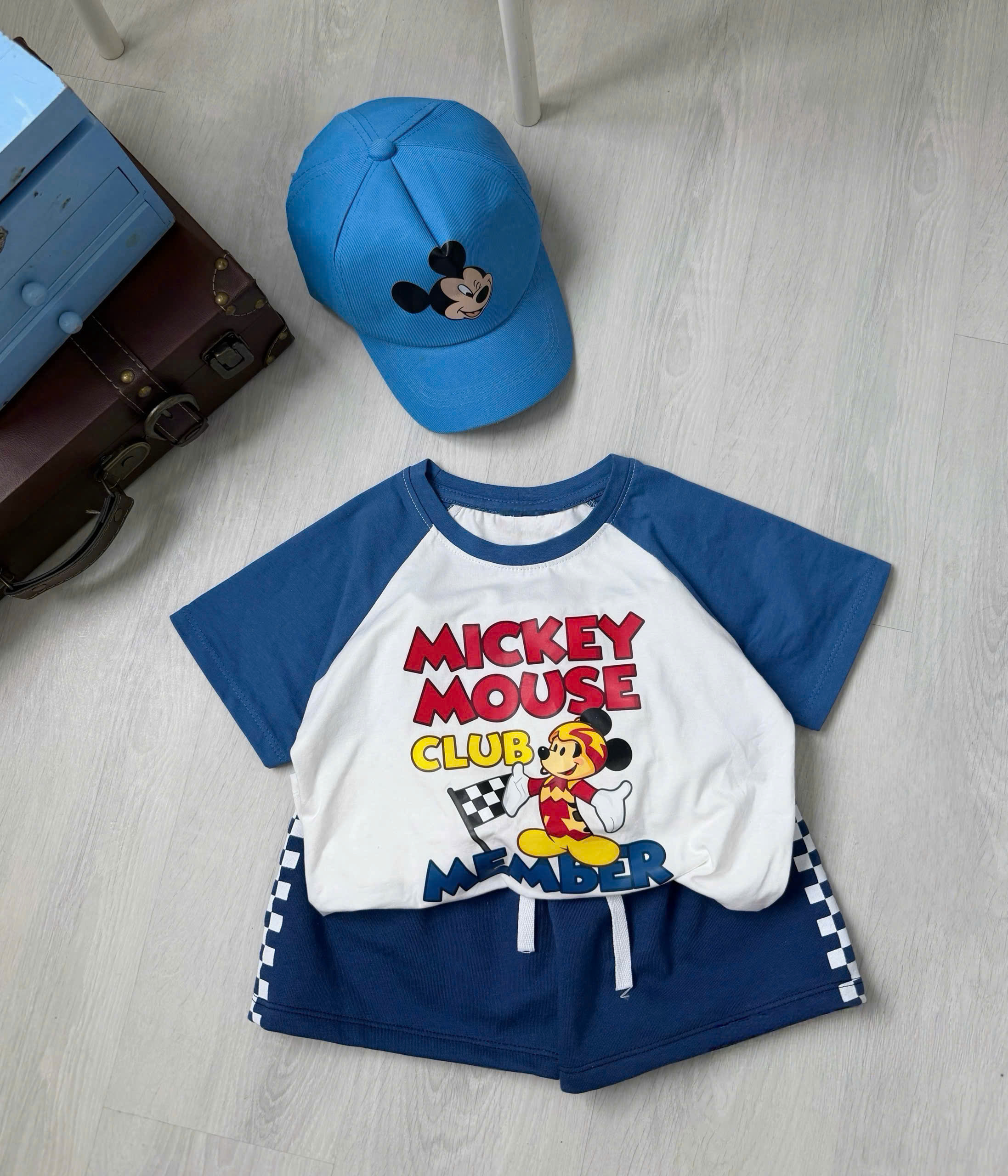 CV - HT24 SET BỘ CỘC MICKEY XANH TRẮNG MICKEY MOUSE KÈM MŨ