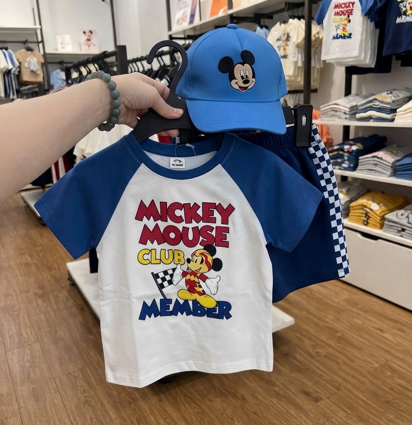CV - HT24 SET BỘ CỘC MICKEY XANH TRẮNG MICKEY MOUSE KÈM MŨ