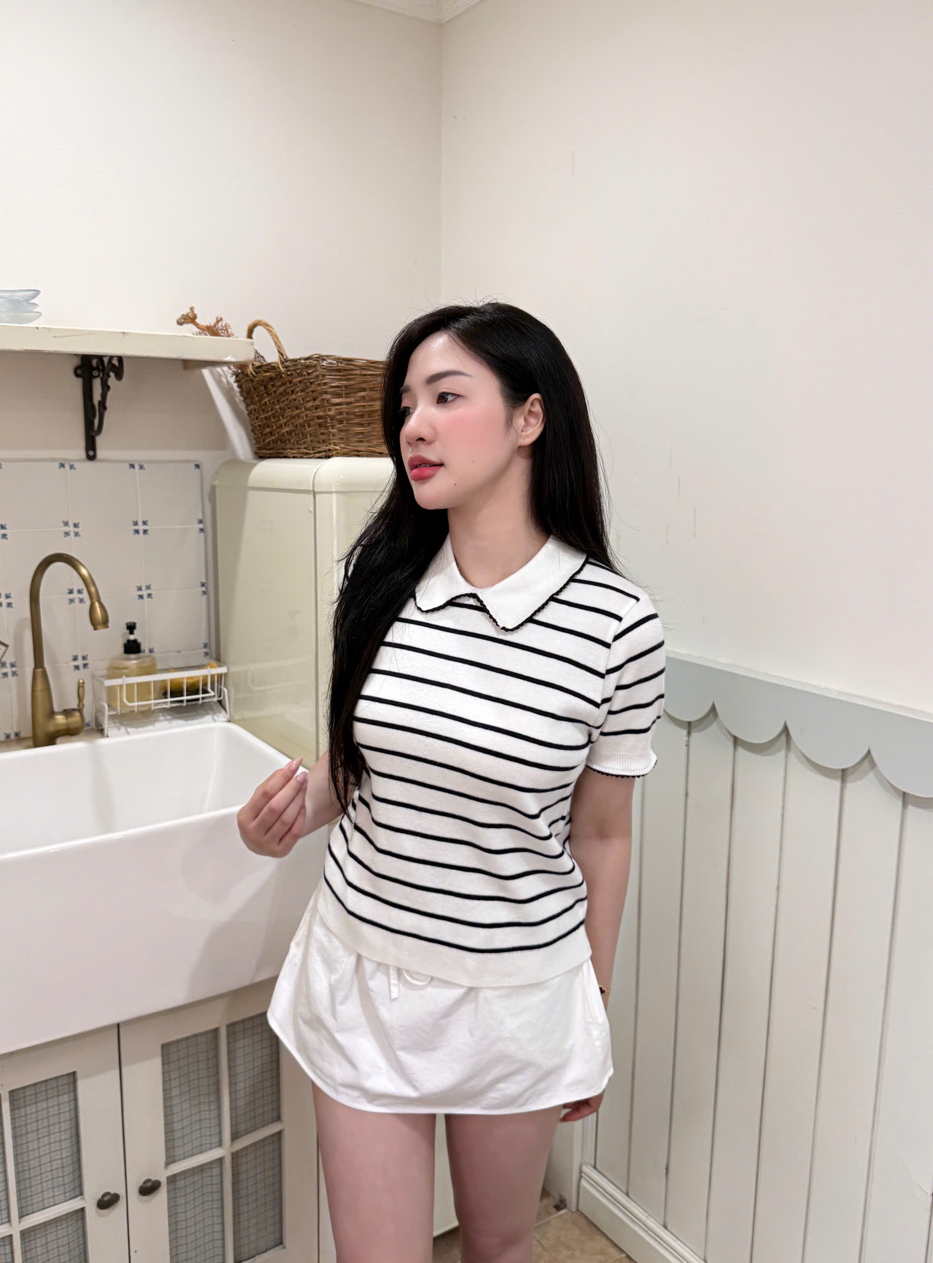 CV-HT53# POLO LEN DỆT VIỀN REN CHO NỮ
