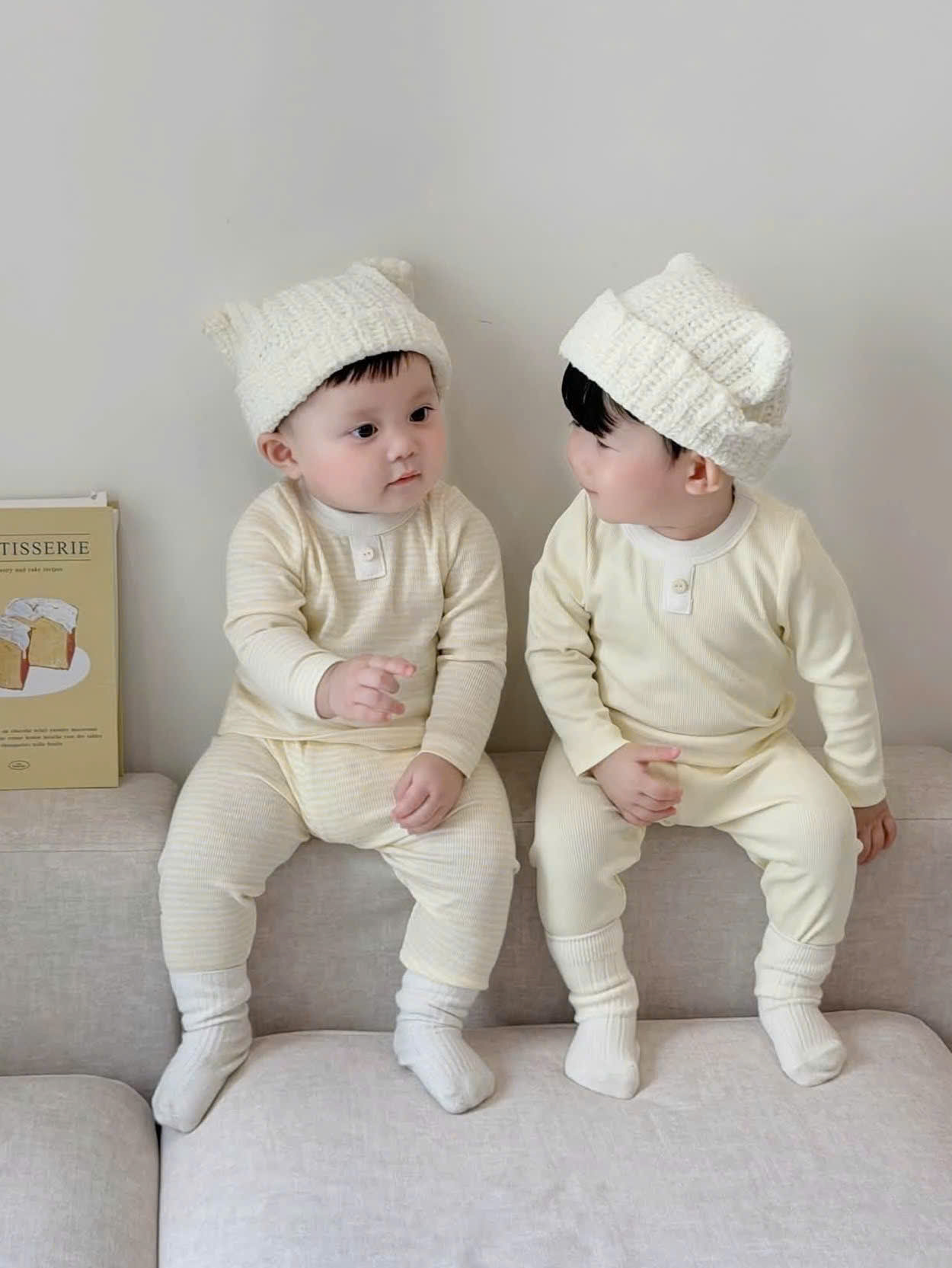 CV-HT75# SET 2B BỘ THU ĐÔNG DÀI TAY KHUY CỔ 6M CHO BÉ YÊU