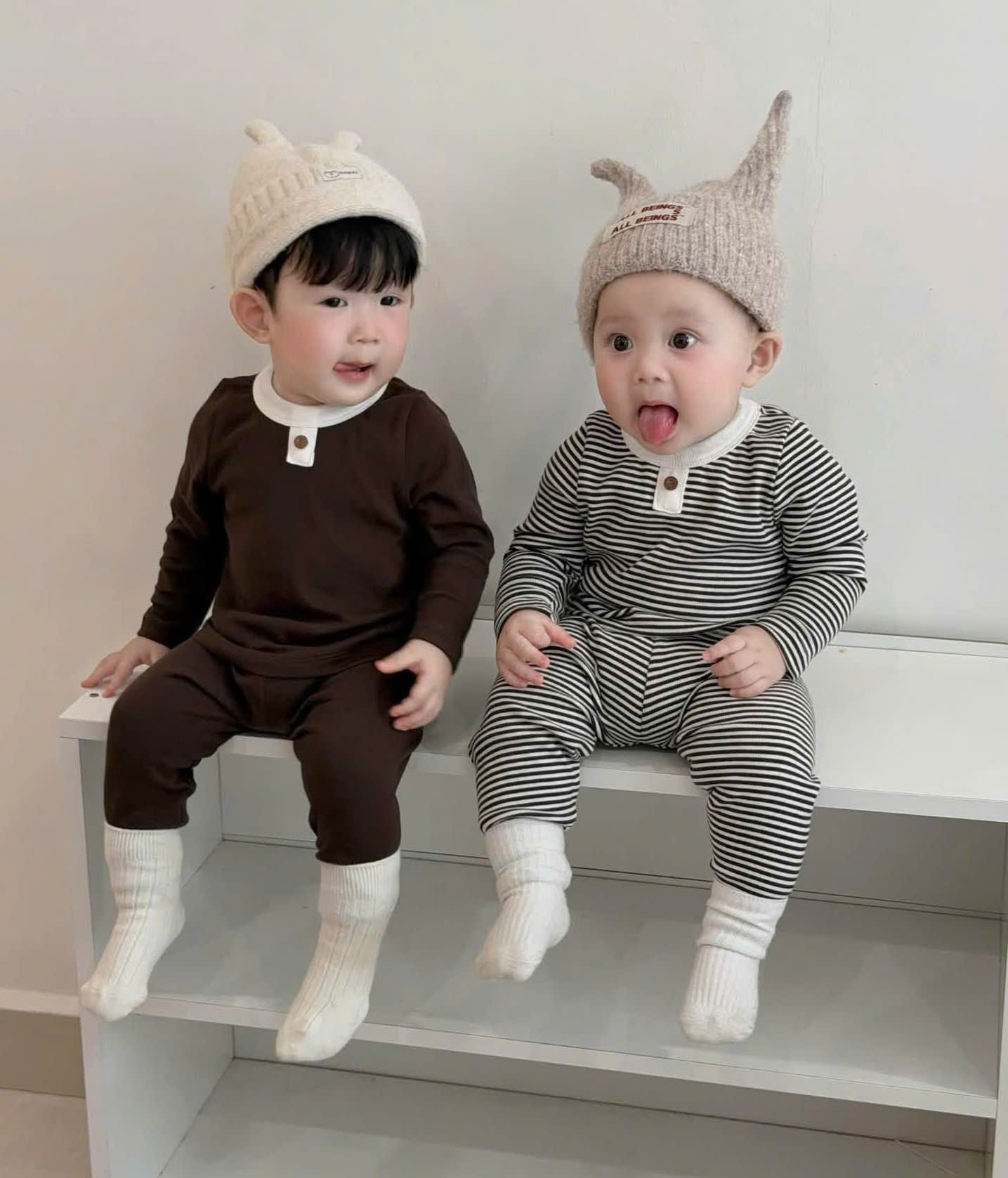 CV-HT75# SET 2B BỘ THU ĐÔNG DÀI TAY KHUY CỔ 6M CHO BÉ YÊU