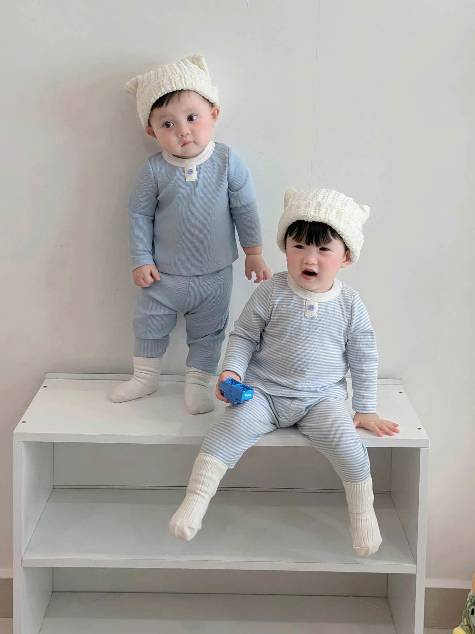 CV-HT75# SET 2B BỘ THU ĐÔNG DÀI TAY KHUY CỔ 6M CHO BÉ YÊU