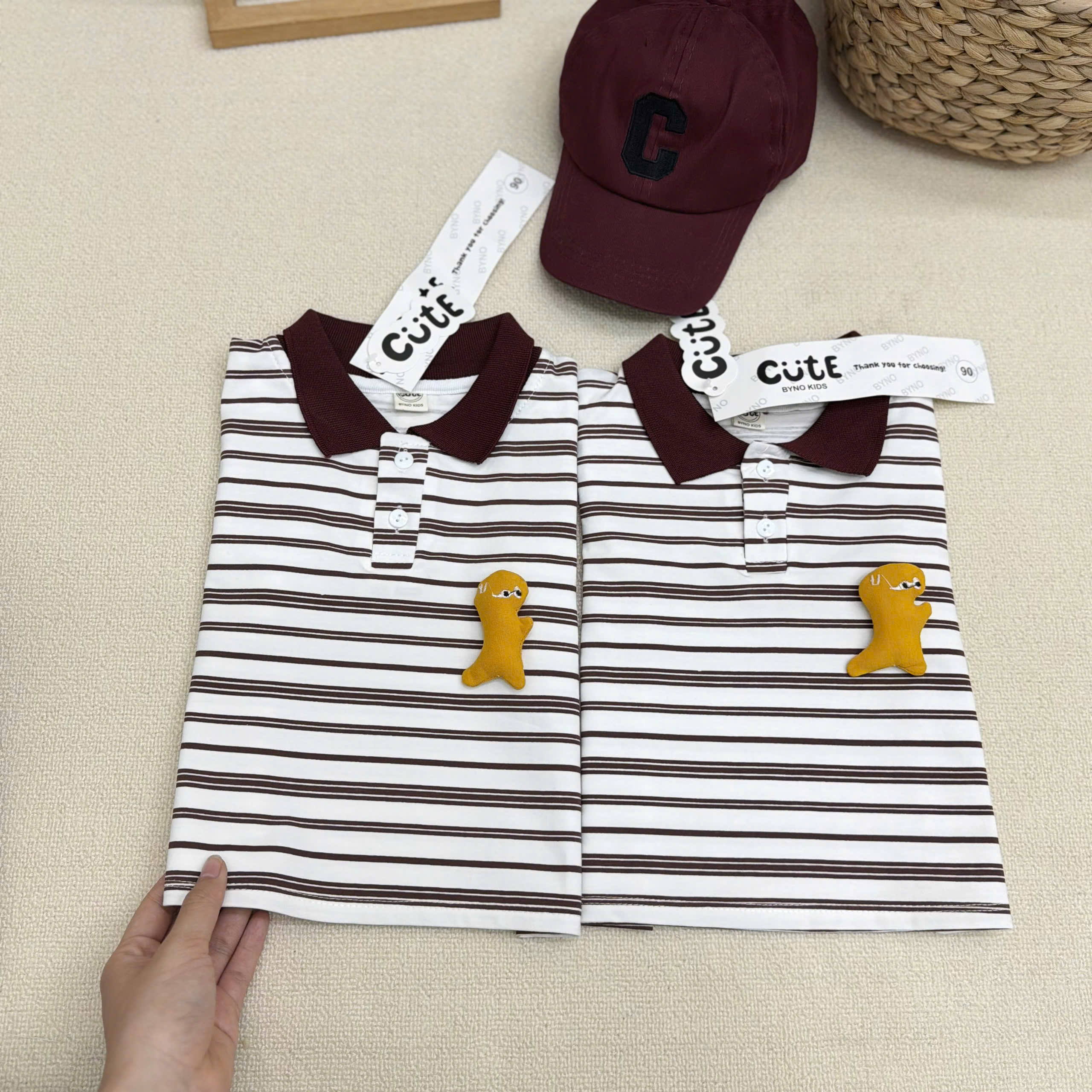 CV-J03# SET BỘ 3CT POLO SÁT NÁCH KÈM MŨ CHO BÉ