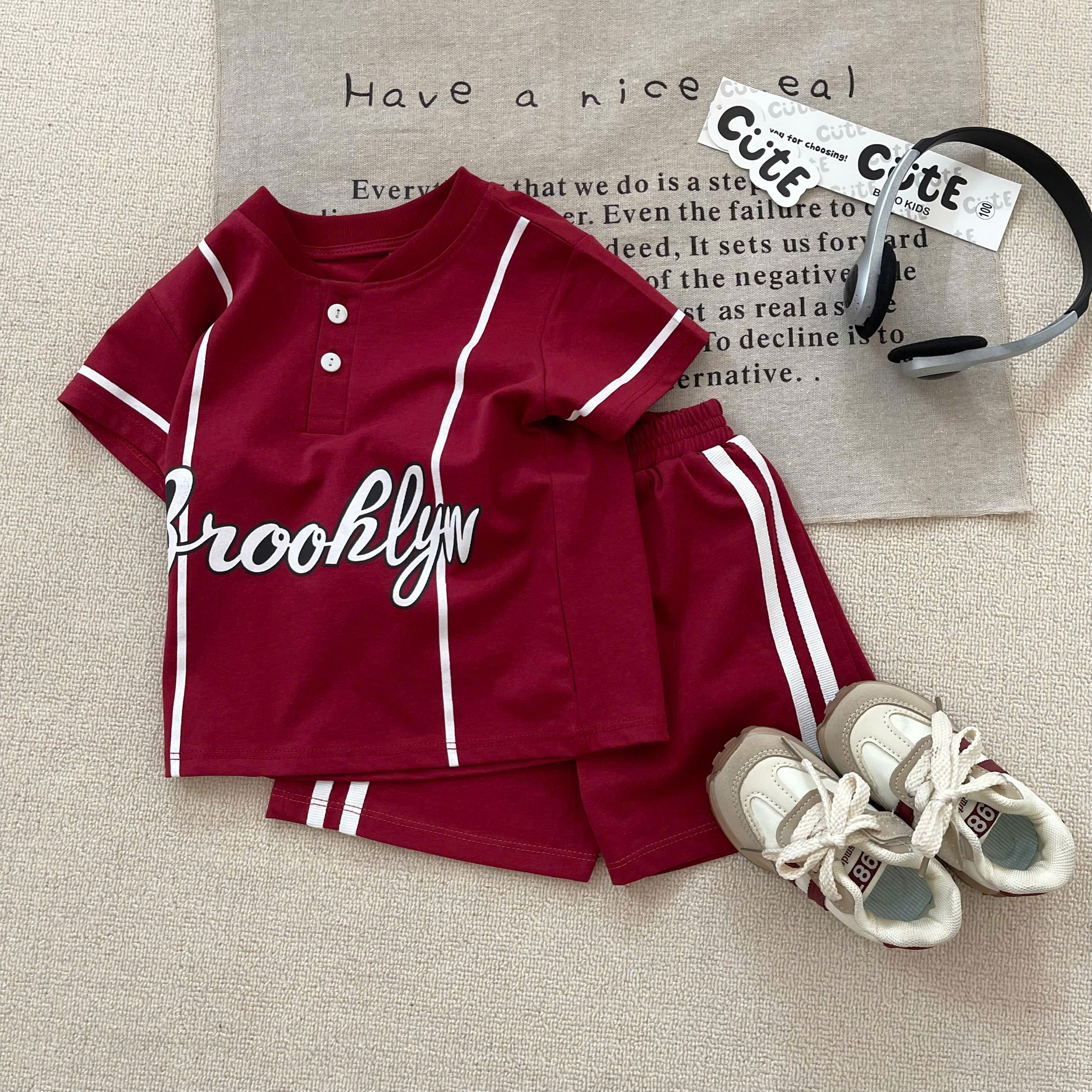 CV-J44# SET BỘ BROOHLYN ĐỎ ĐÔ CHO BÉ