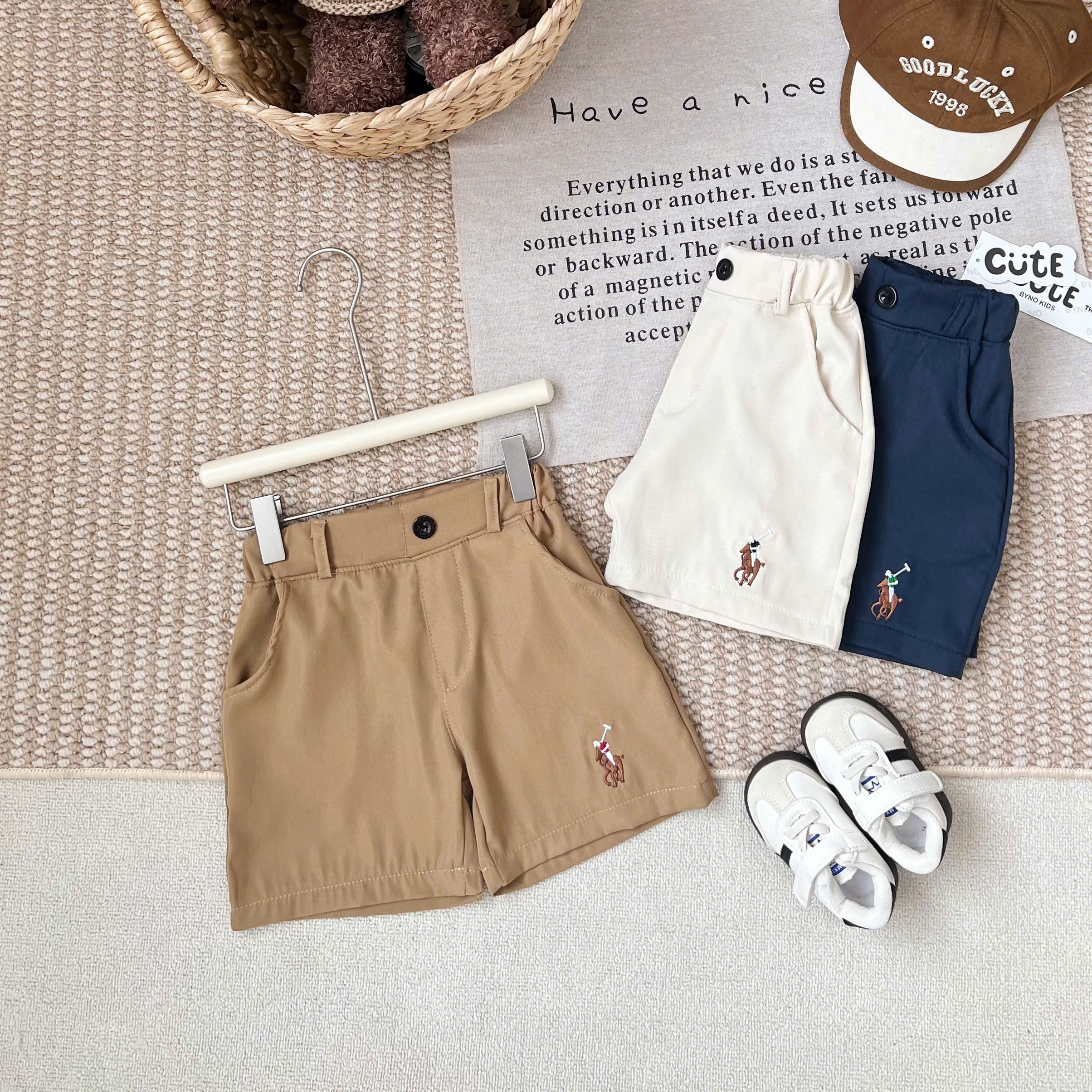 CV-J97# SET 3 QUẦN KAKI THÊU NGỰA CHO BÉ