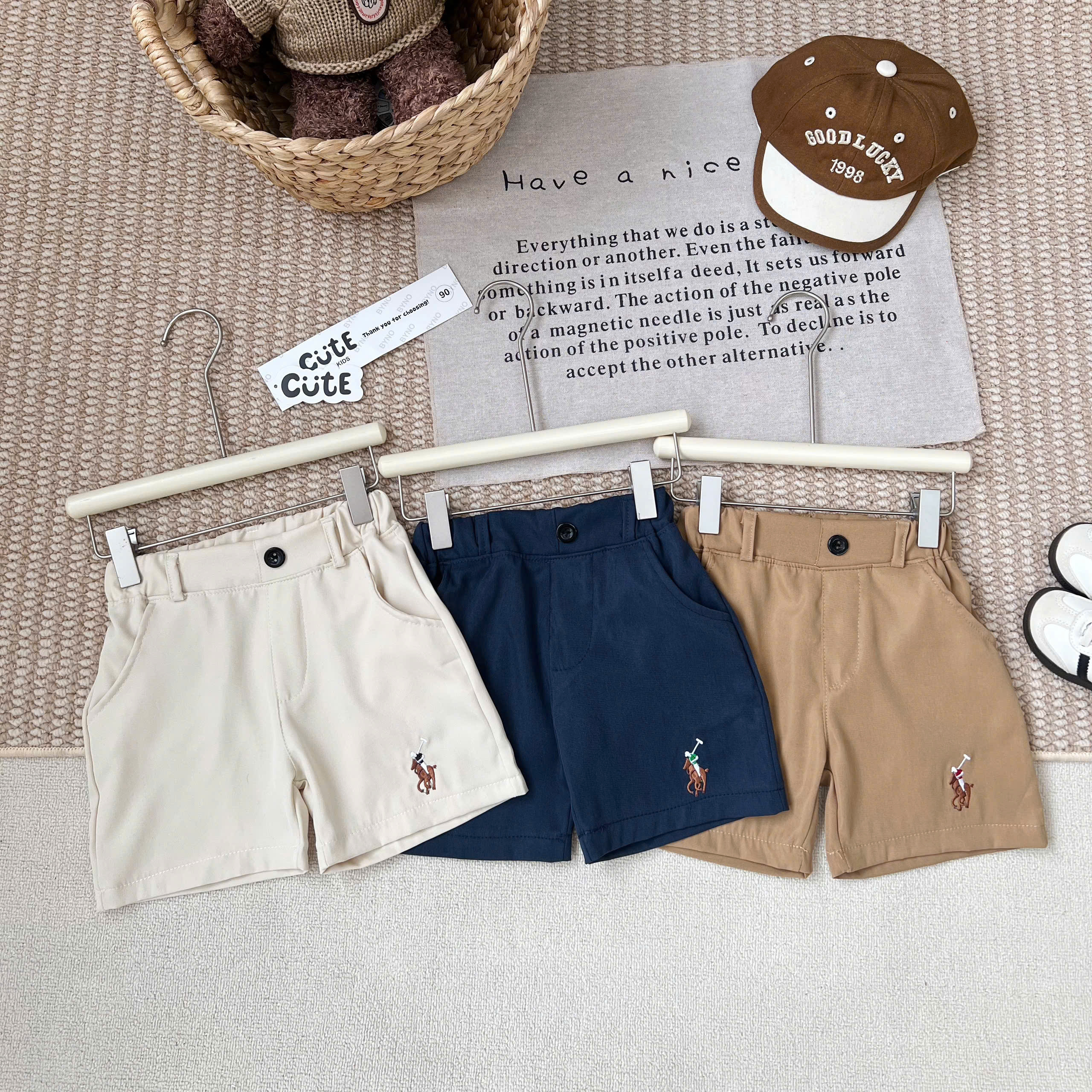 CV-J97# SET 3 QUẦN KAKI THÊU NGỰA CHO BÉ