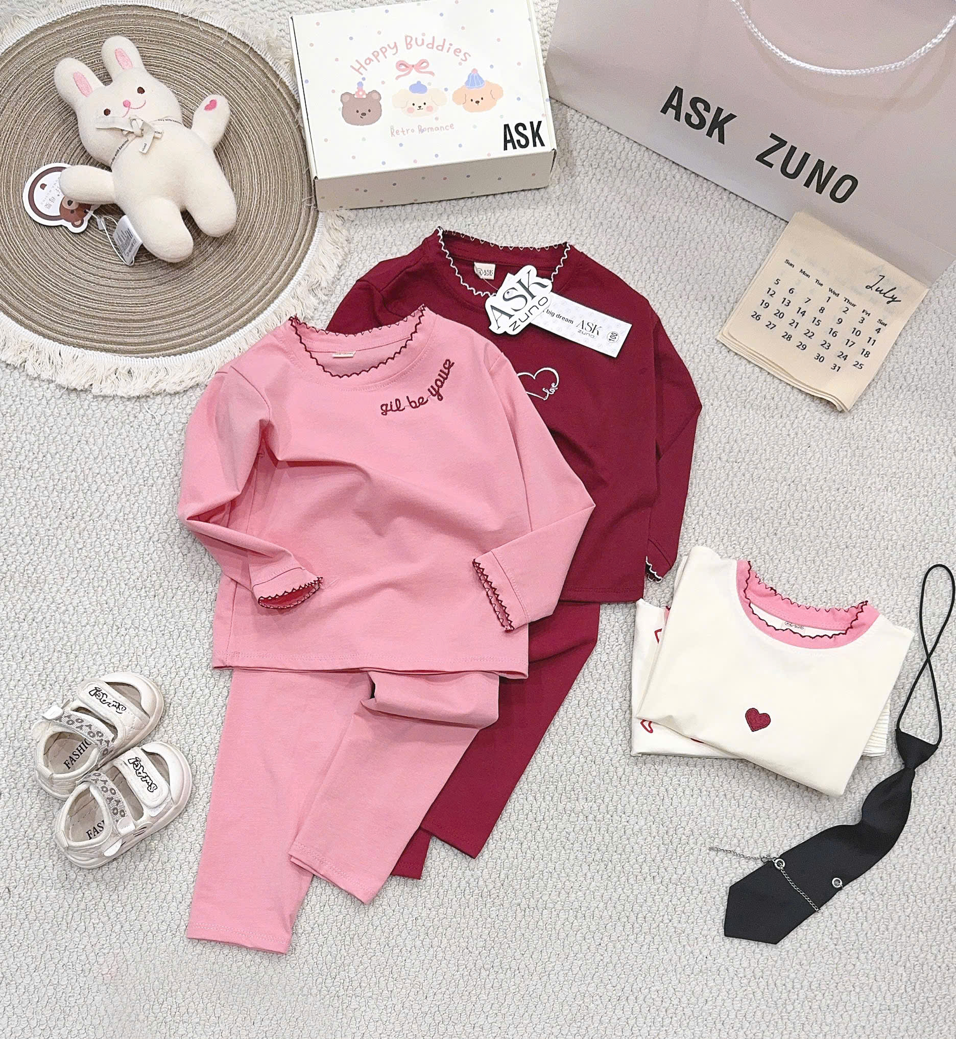 CV-K012# SET 3 BỘ TIM DÀI TAY CHO BÉ GÁI