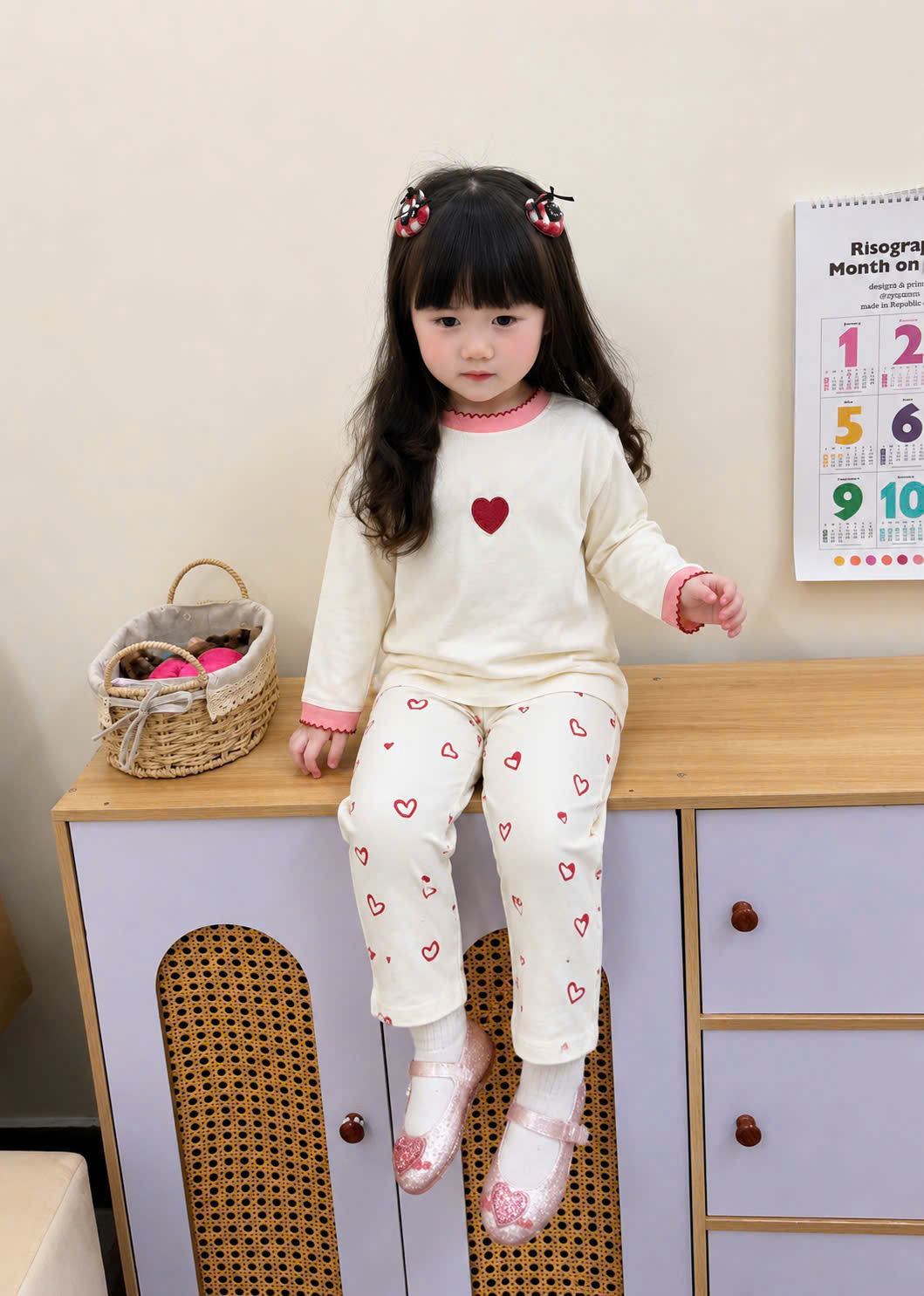 CV-K012# SET 3 BỘ TIM DÀI TAY CHO BÉ GÁI