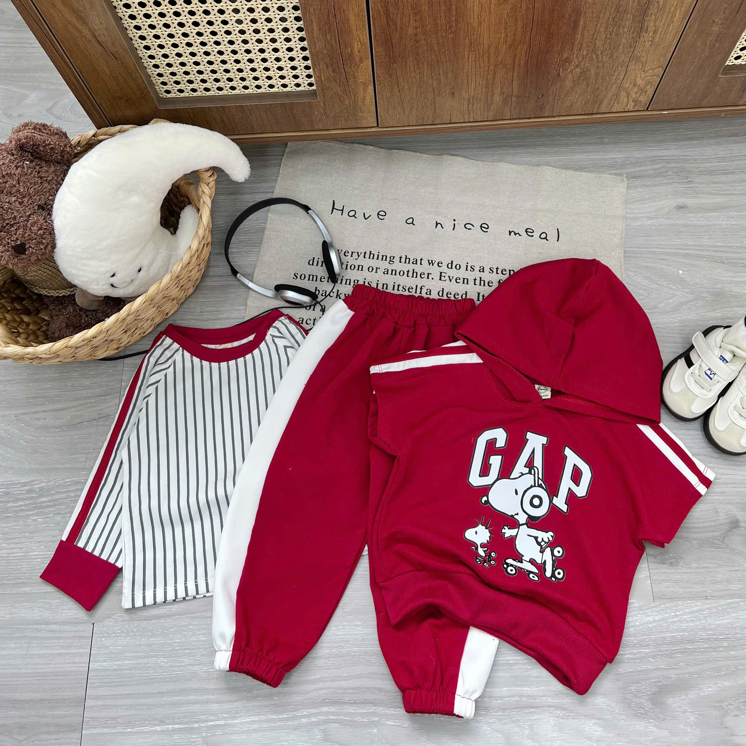 CV-K021# SET BỘ GAP TONE ĐỎ 3 CHI TIẾT CHO BÉ