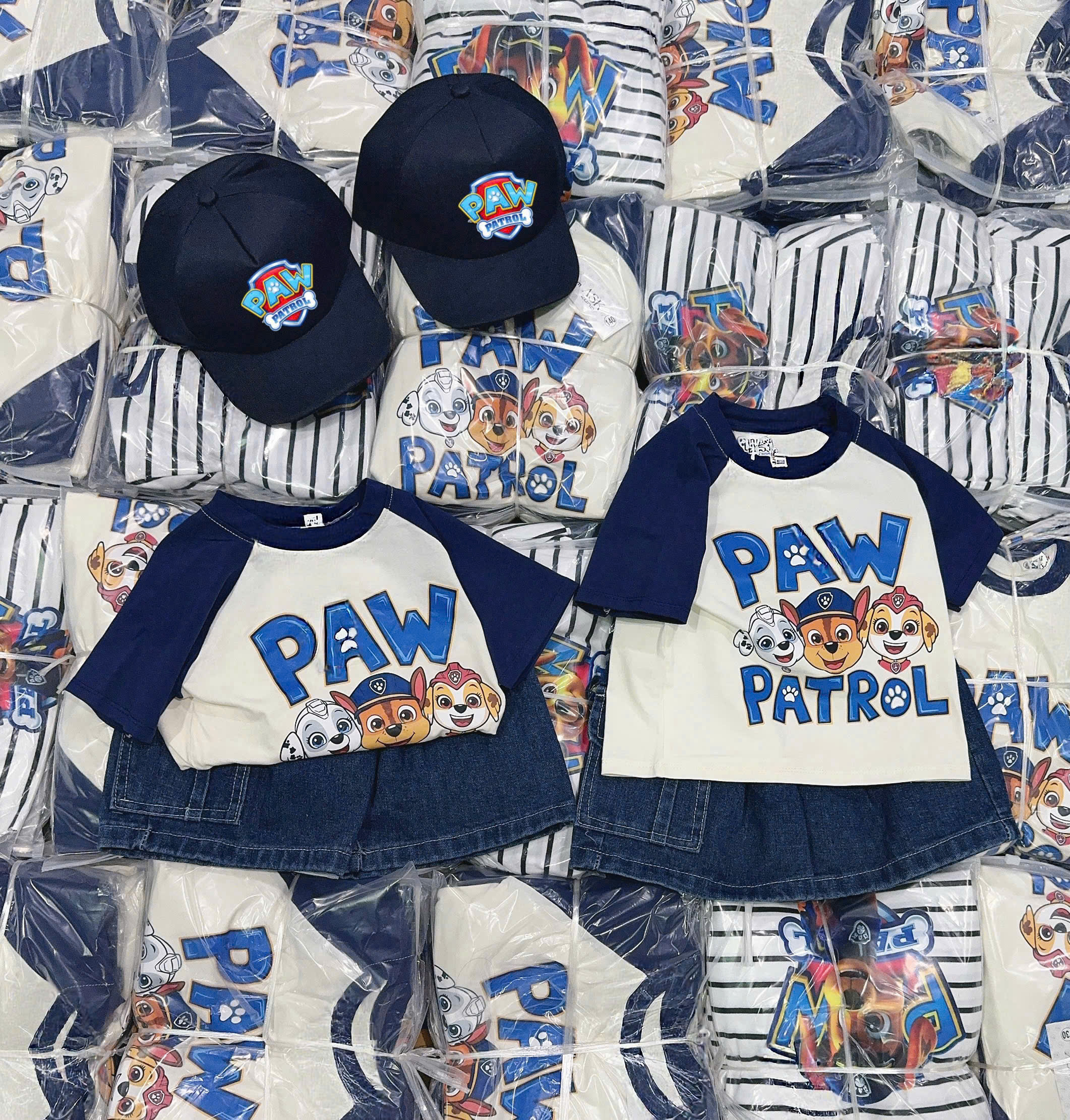 CV-K025# SET 3 CHI TIẾT ( QUẦN JEAN+ ÁO PAW PATROL + MŨ) CHO BÉ