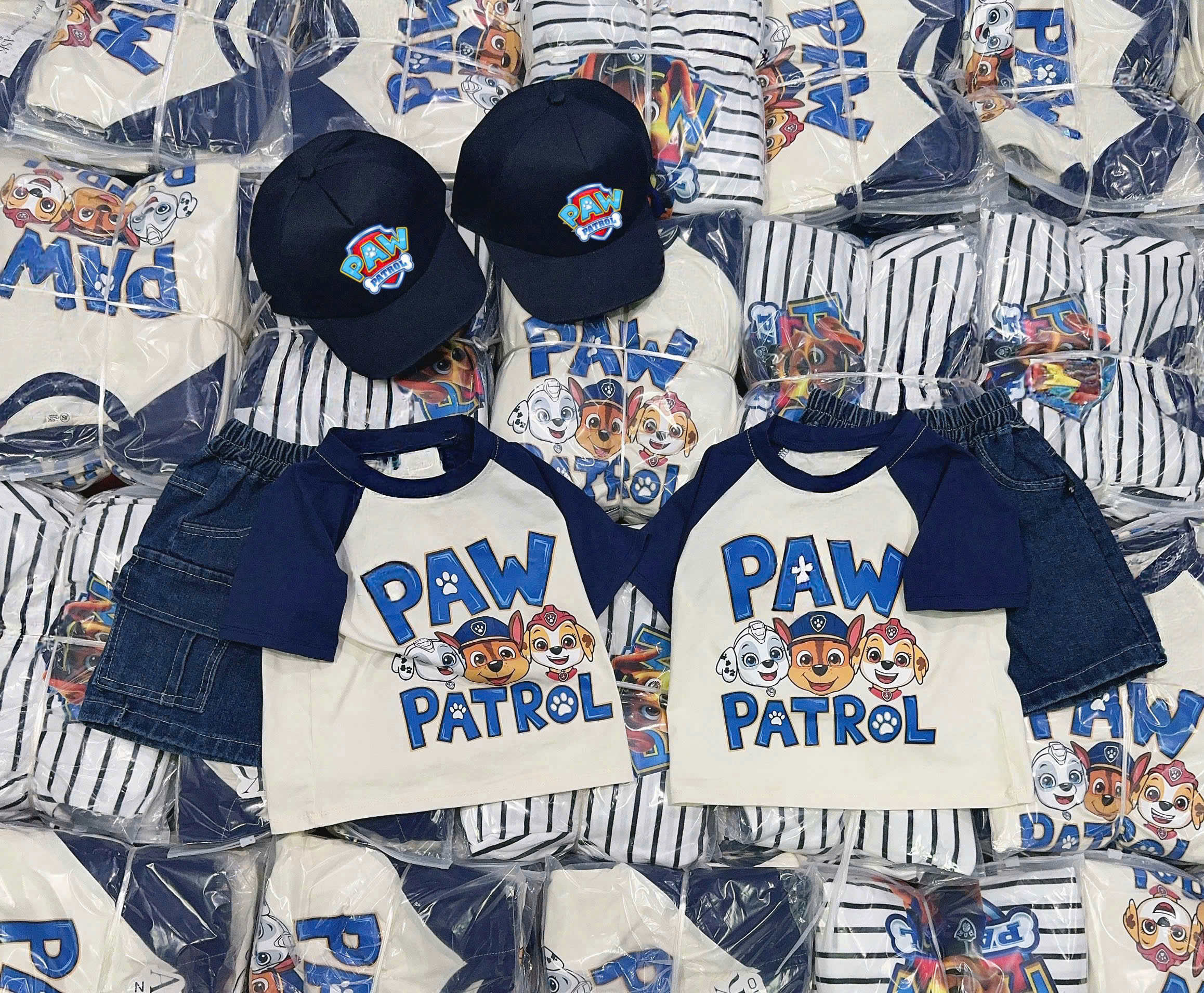 CV-K025# SET 3 CHI TIẾT ( QUẦN JEAN+ ÁO PAW PATROL + MŨ) CHO BÉ