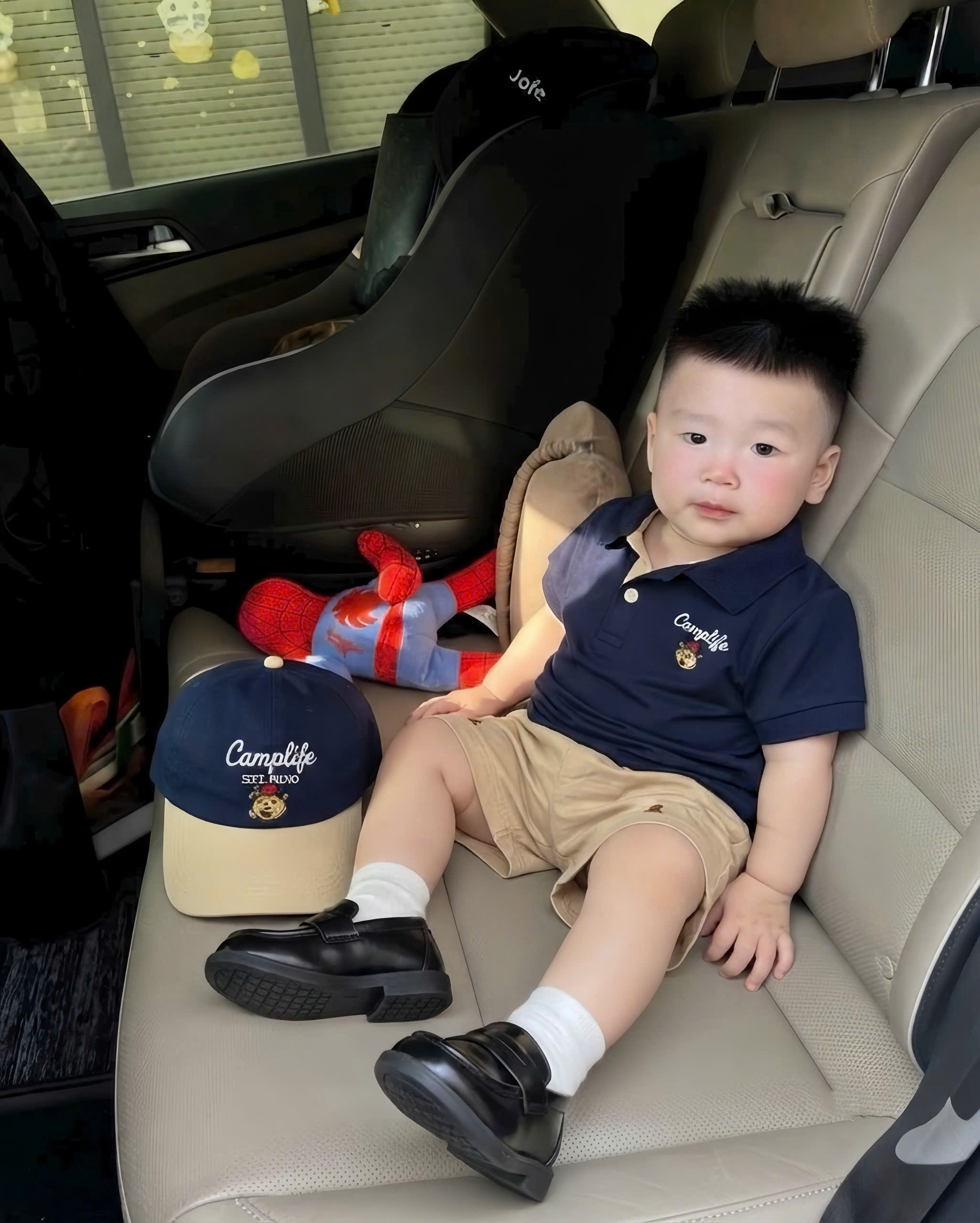 CV-K034# SET POLO THAN CAMPLIFE QUẦN BE THÊU GẤU KÈM MŨ CHO BÉ TRAI
