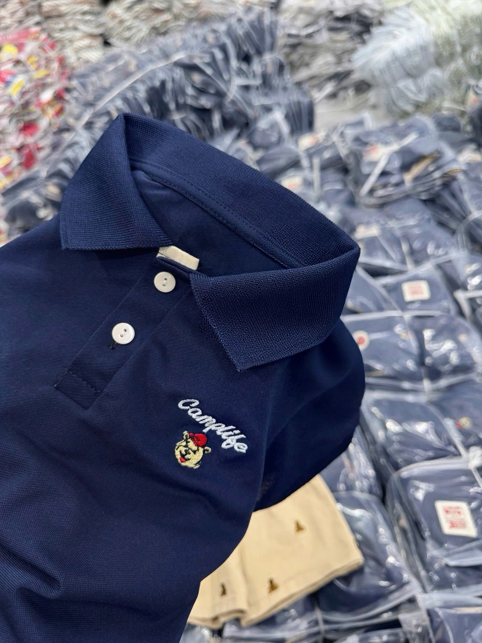 CV-K034# SET POLO THAN CAMPLIFE QUẦN BE THÊU GẤU KÈM MŨ CHO BÉ TRAI