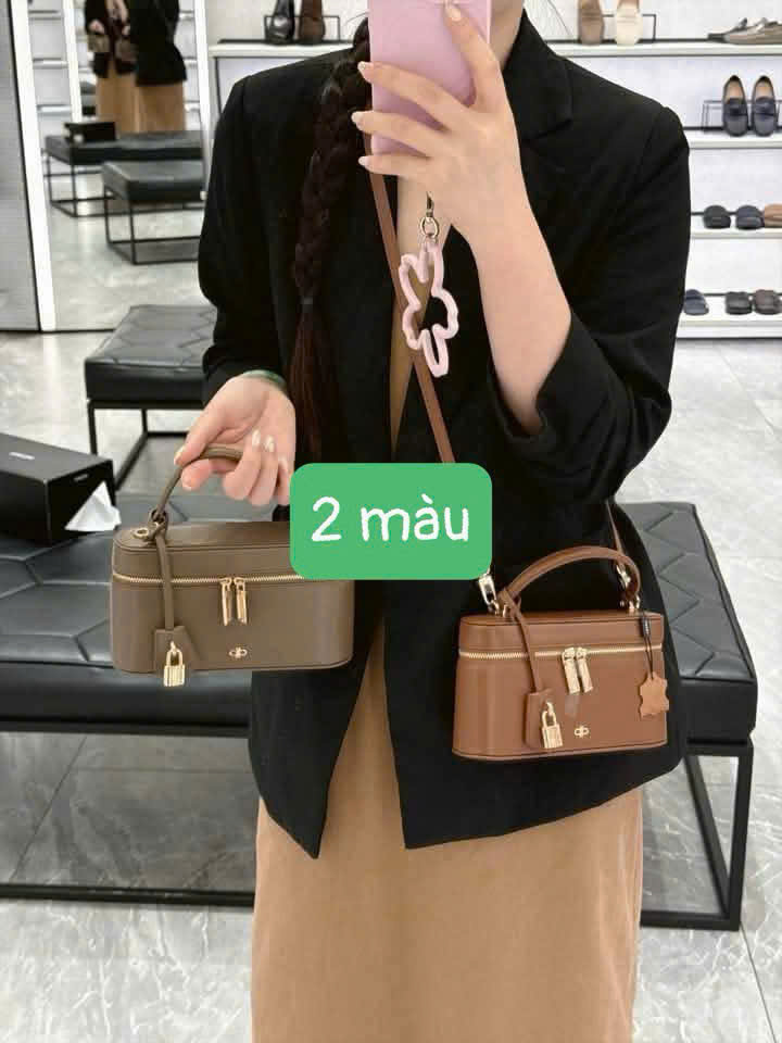 HT301# TÚI HỘP 2 MÀU NÂU RÊU