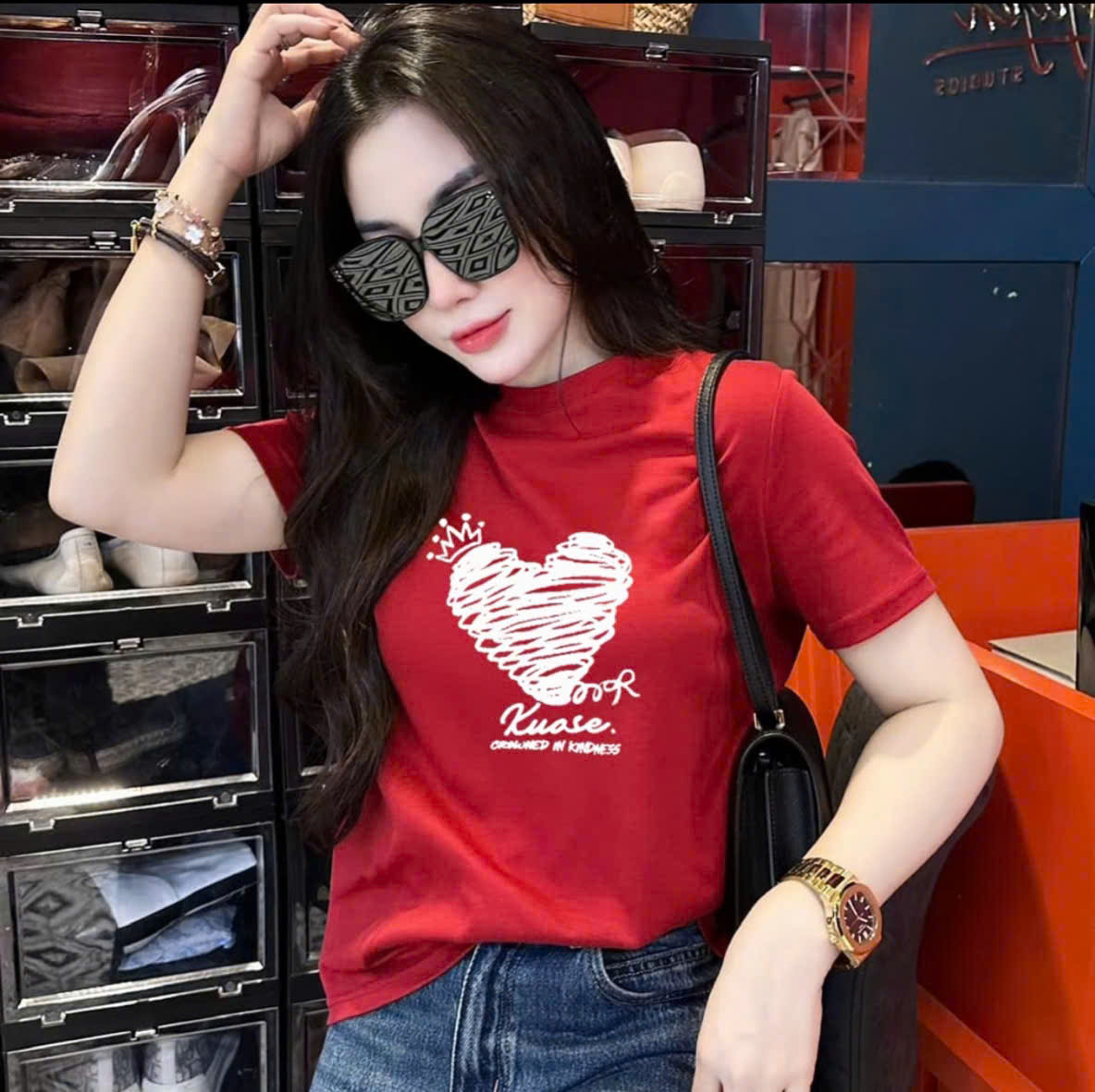 J68# ÁO PHÔNG COTTON TIM 2 MÀU CHO NỮ