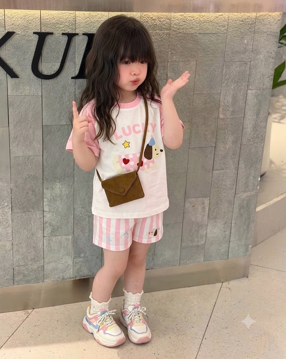 P56 SET BỘ QUẦN CARO HỒNG - CON